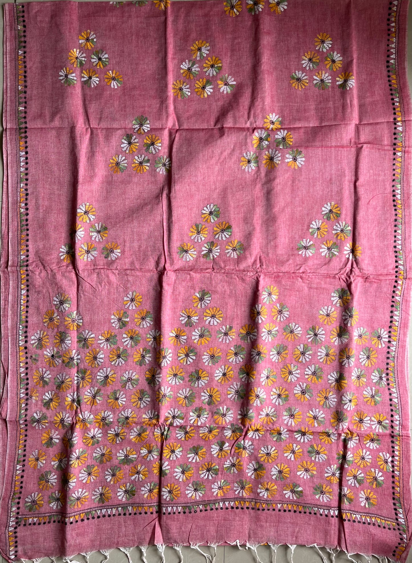 Kantha Hand Embroidered Pure Cotton Saree