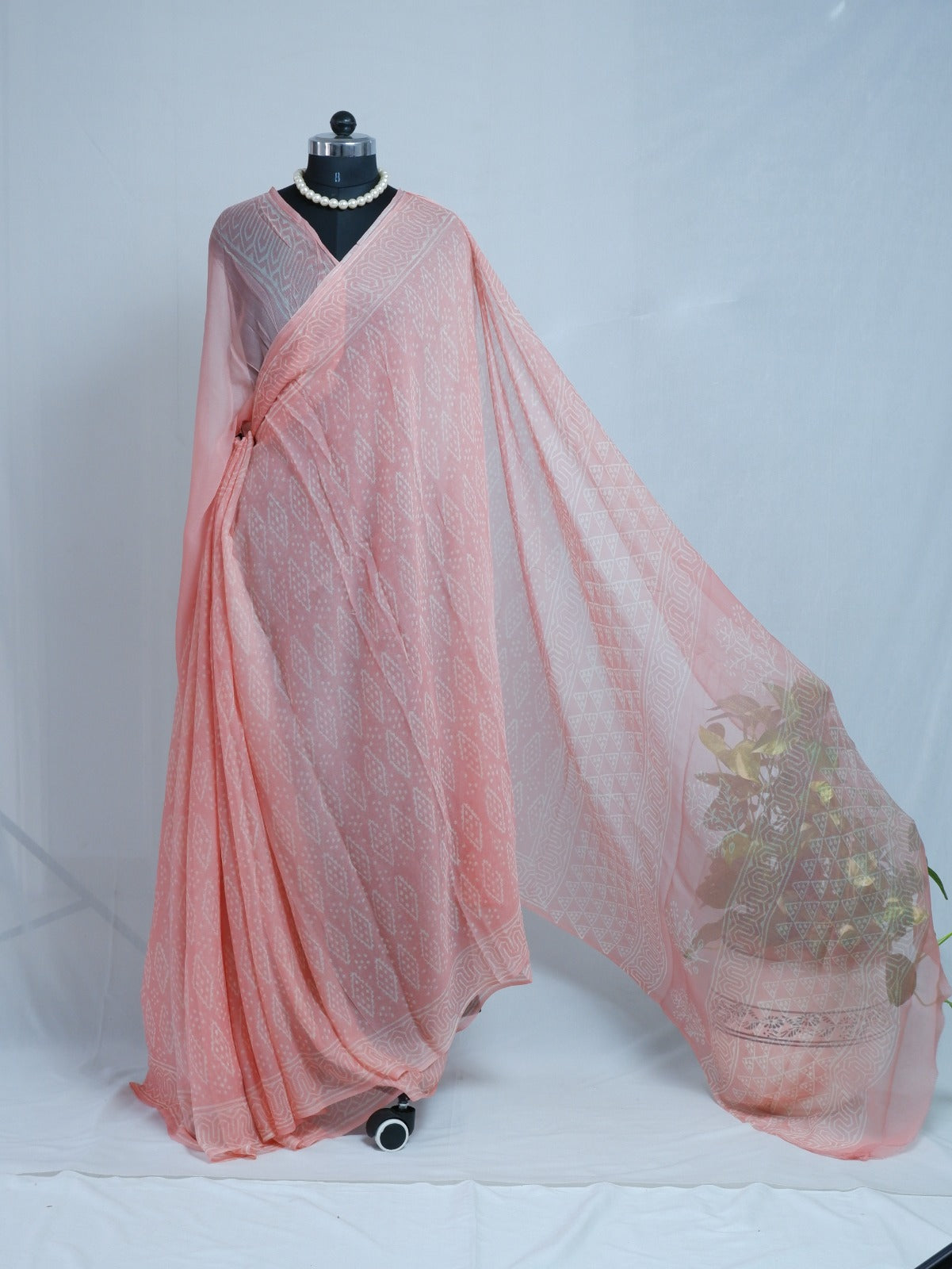 Hand Block Print Saree | Pure Chiffon