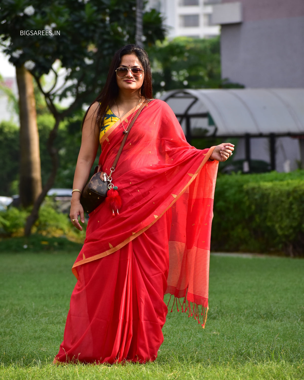 Hand woven Pure Cotton Saree (Handloom Marked) - Red
