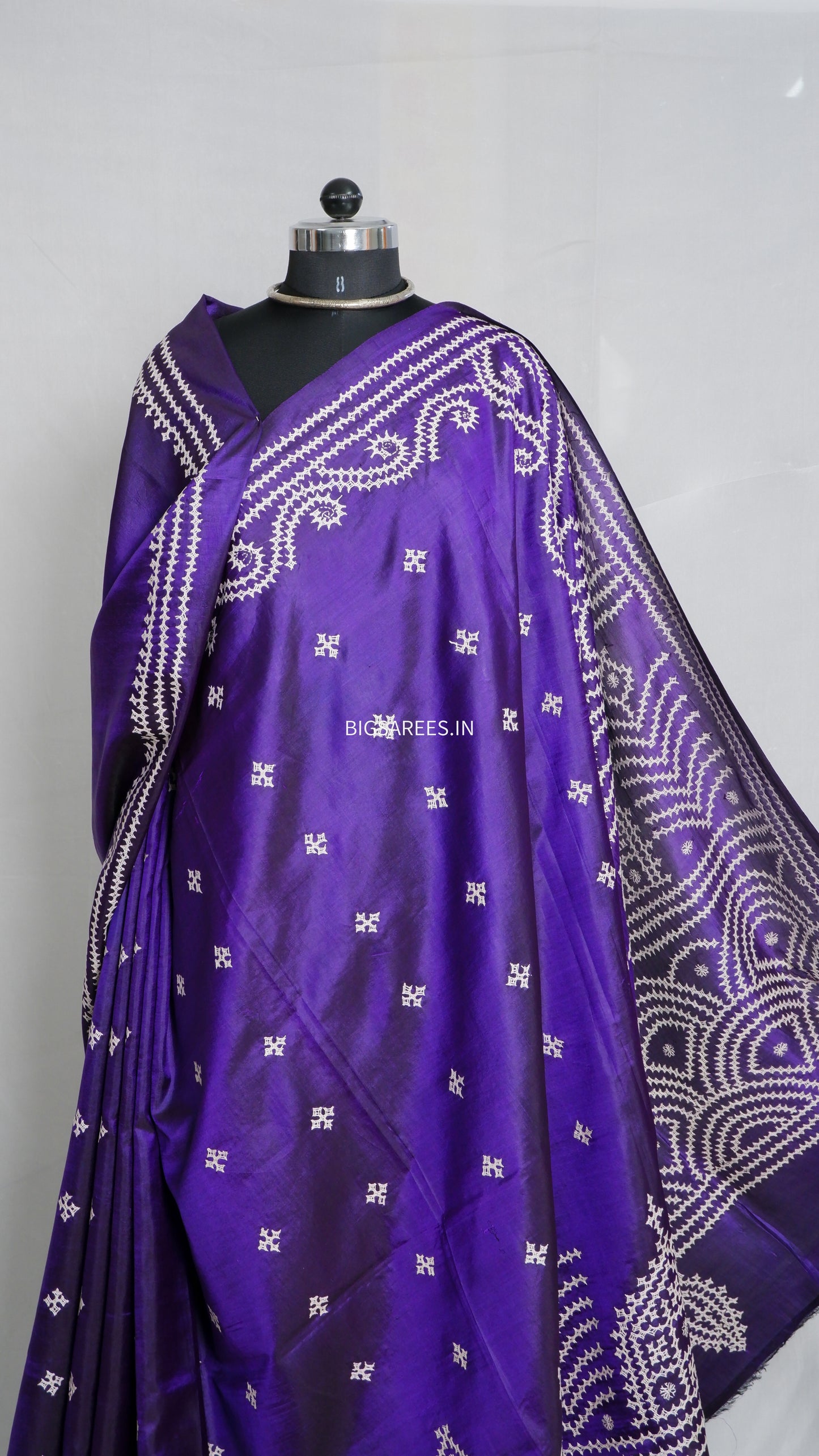 Kutch Hand Embroidered Pure Banglore Silk Saree