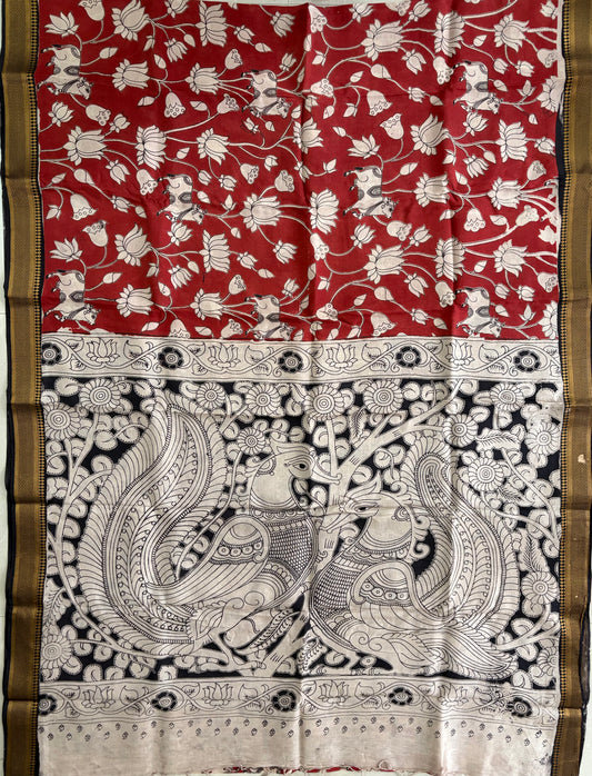 Printed Kalamkari Silk Saree with blouse