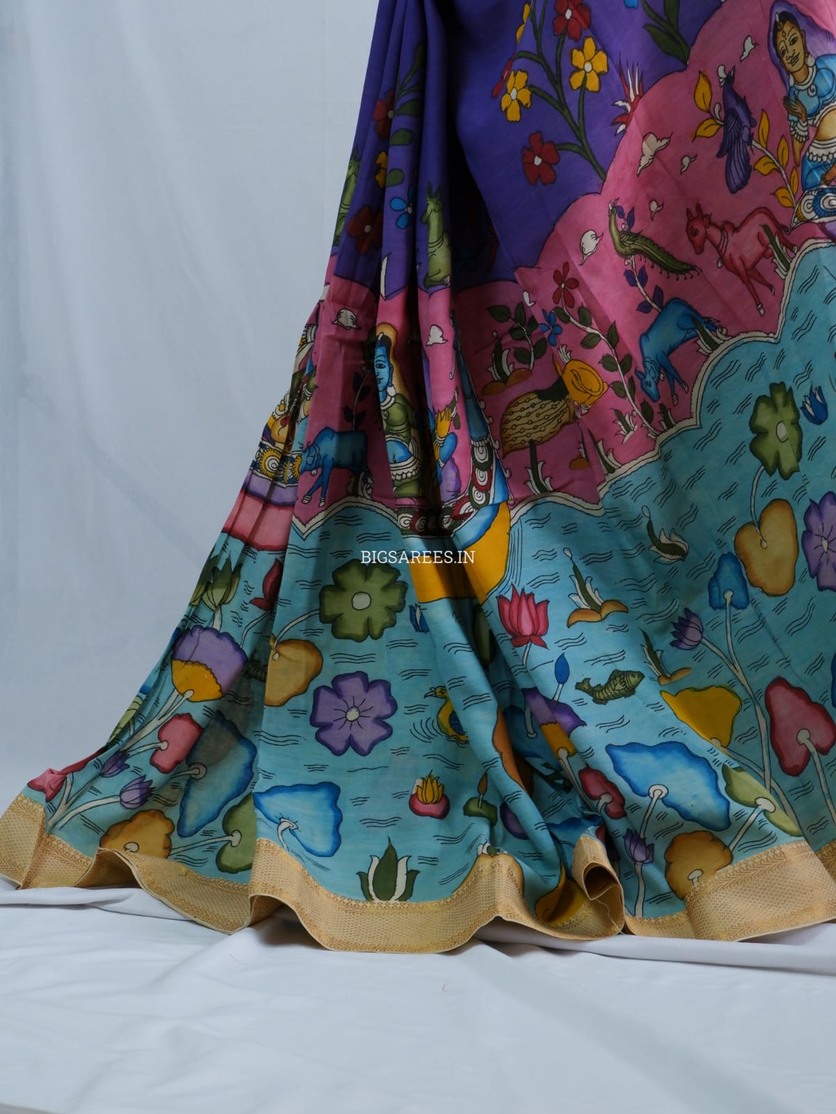 Hand-Painted Kalamkari Saree | Bangalore Silk