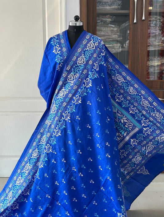 Kantha Stitch Hand Embroidered Pure Banglore Silk Saree (Silk Marked)