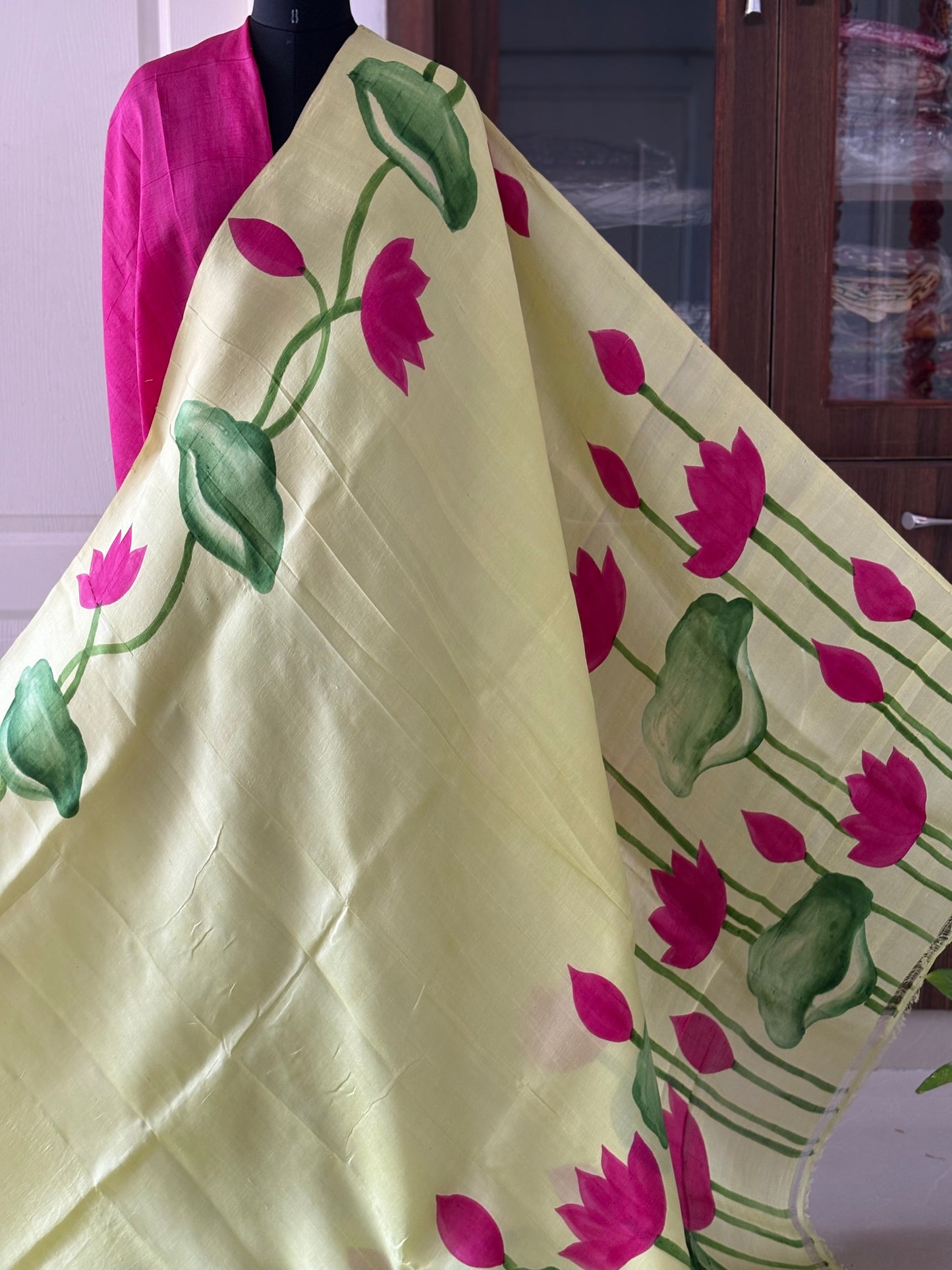 Exclusive Hand painted Pure Bishnupuri Silk Saree (Silk Marked)