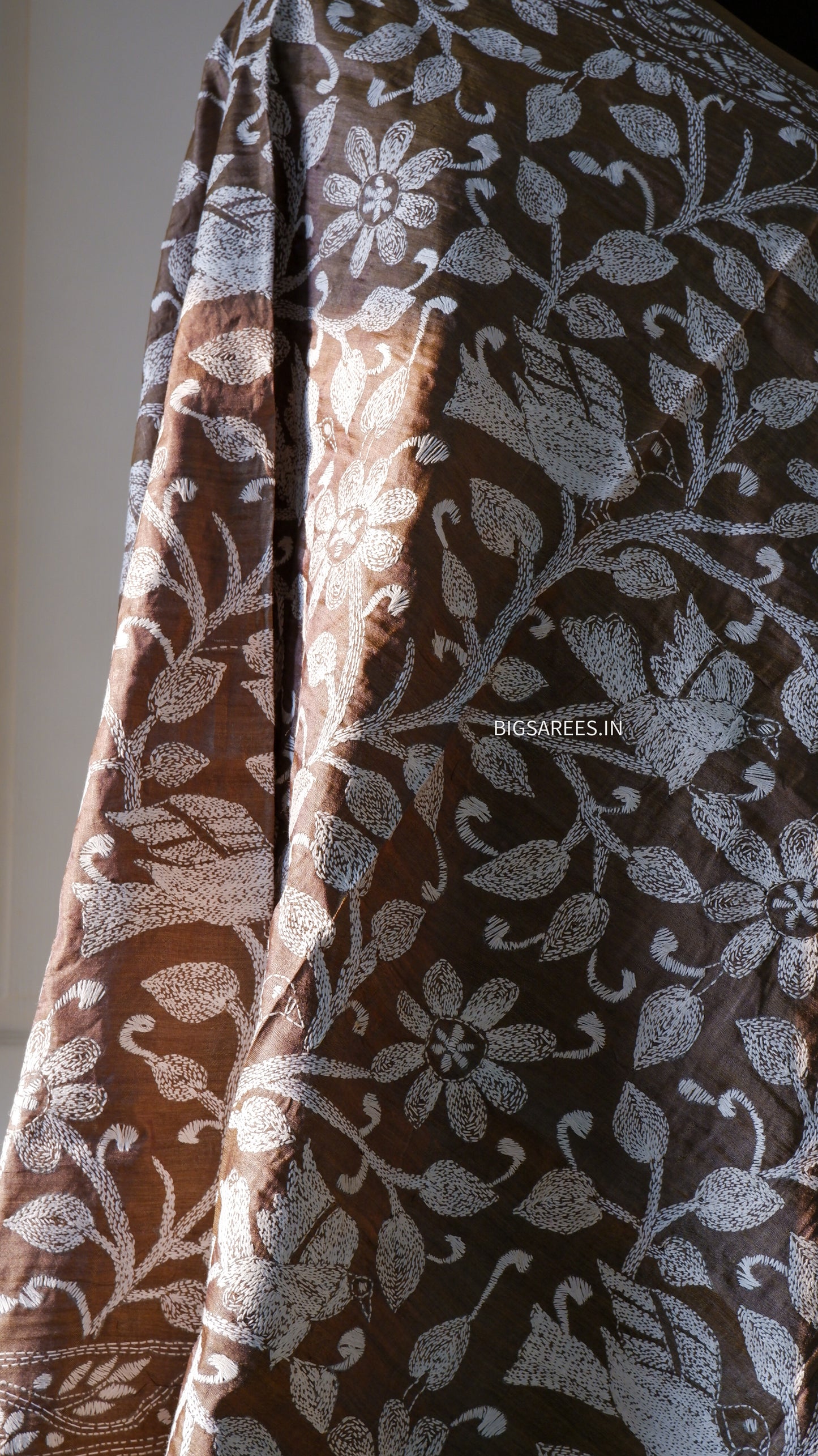 Kantha Hand Embroidary Full Work Pure Tassar Silk Dupatta36”