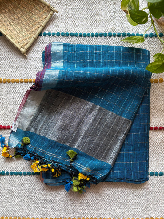 Pure Linen By Linen handloom Saree (handloom marked)