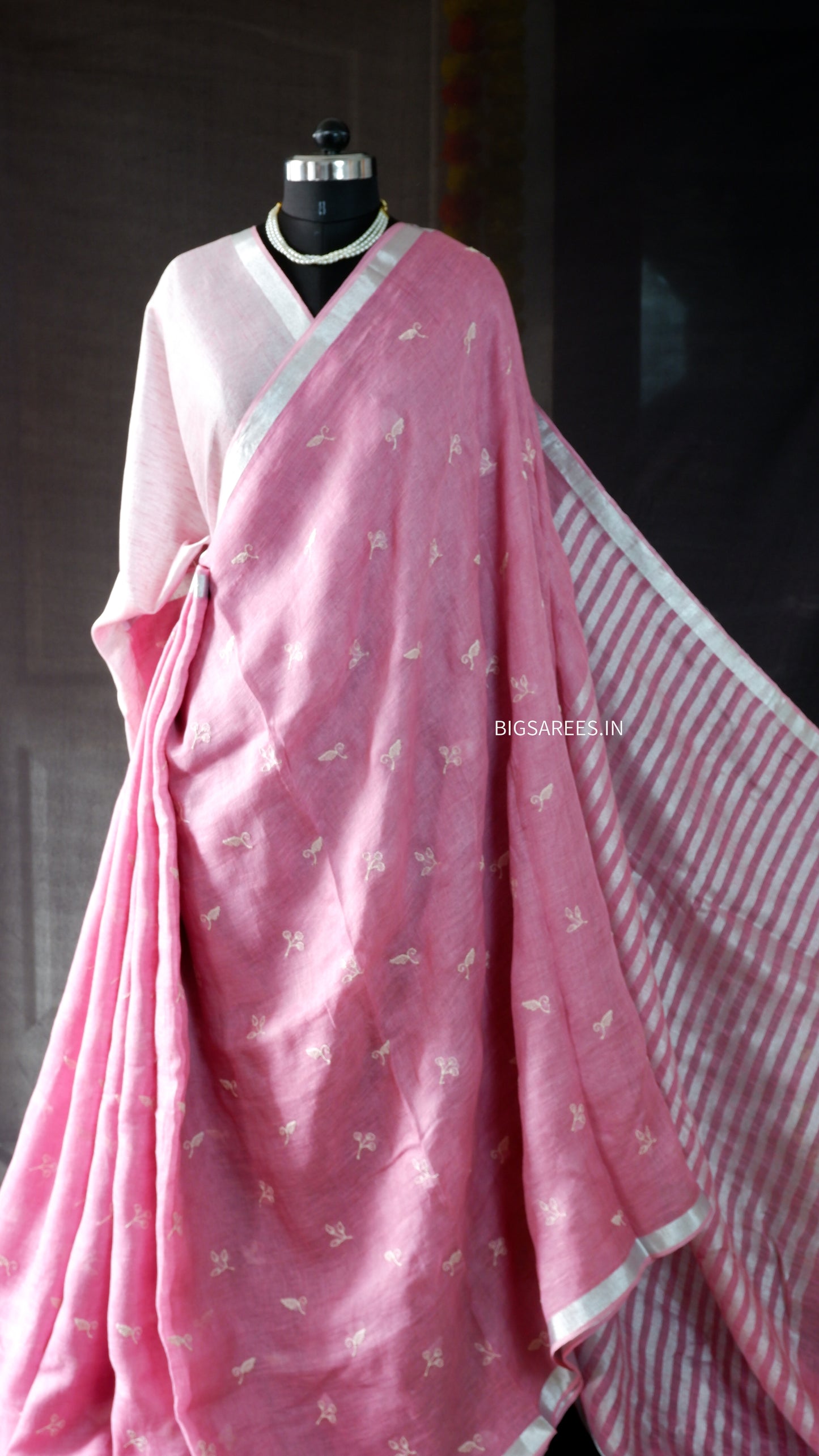 Pure Linen Saree With running Blouse