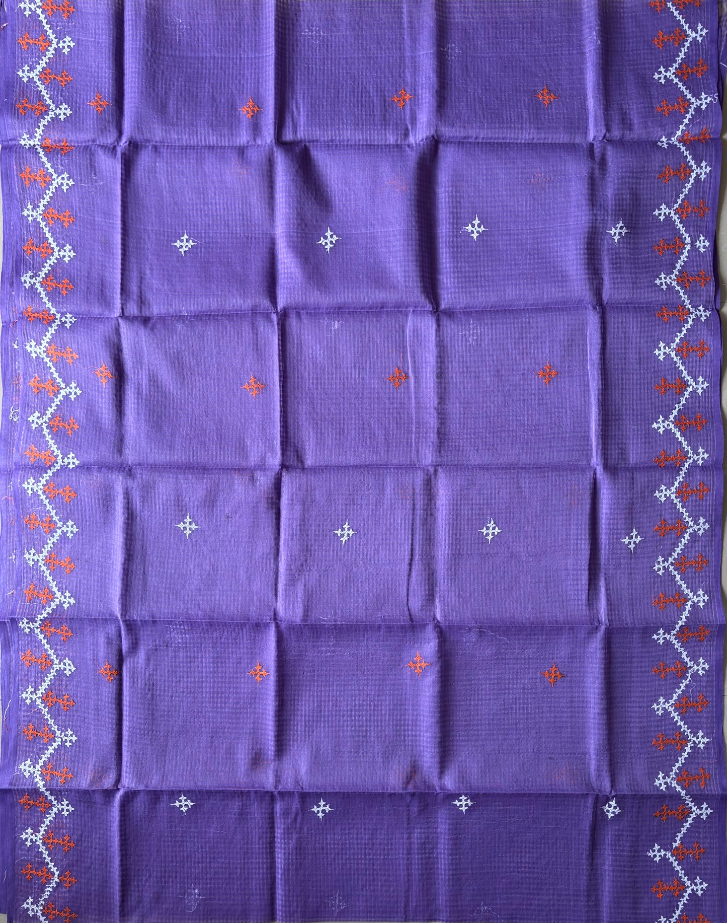Gujrati Stitch/Kutch Hand Embroidered Kota Cotton Saree
