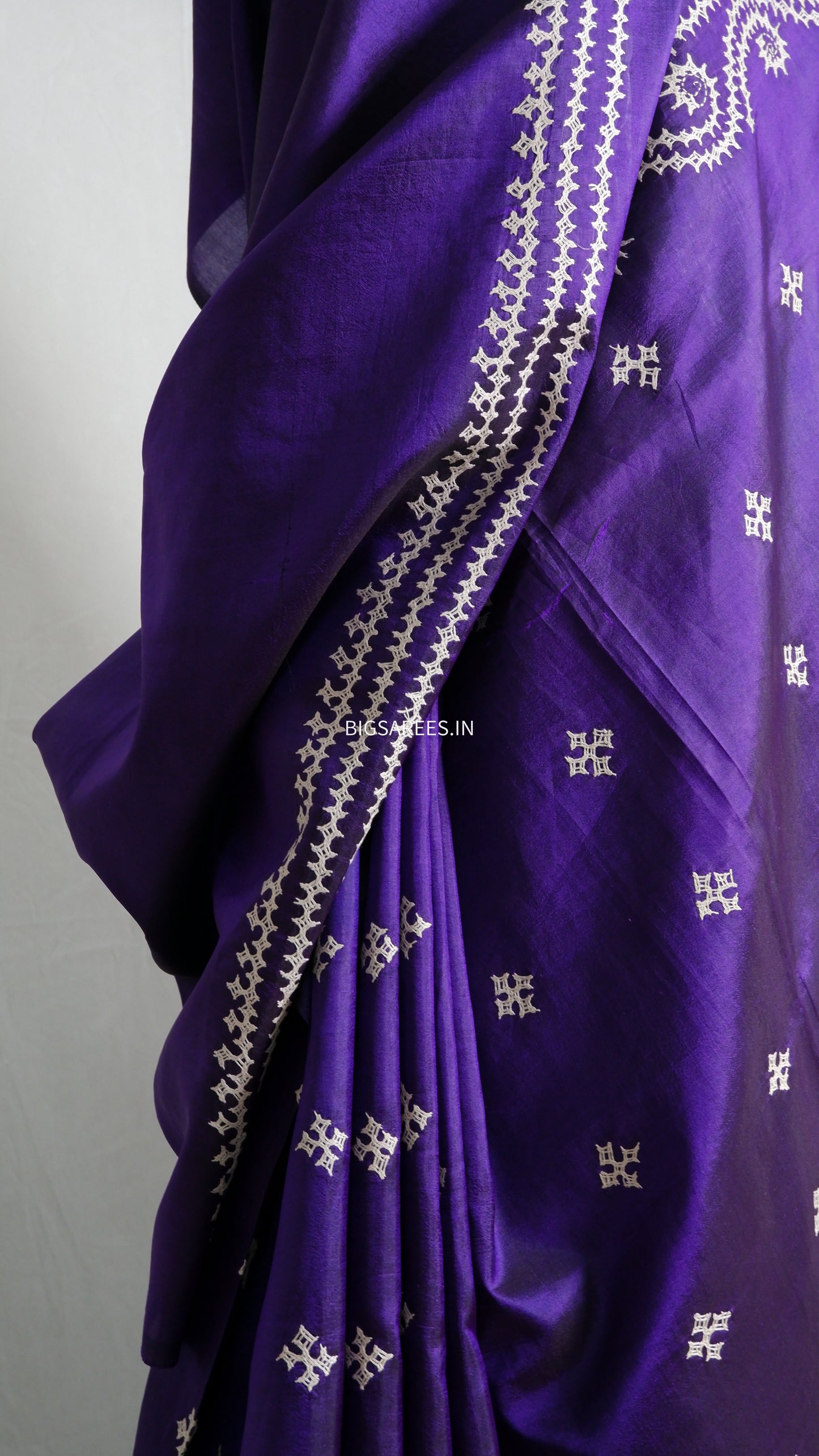 Kutch Hand Embroidered Pure Banglore Silk Saree