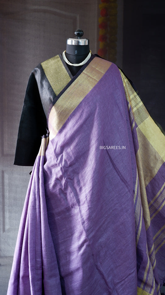 Pure Linen By Linen Saree With running Blouse