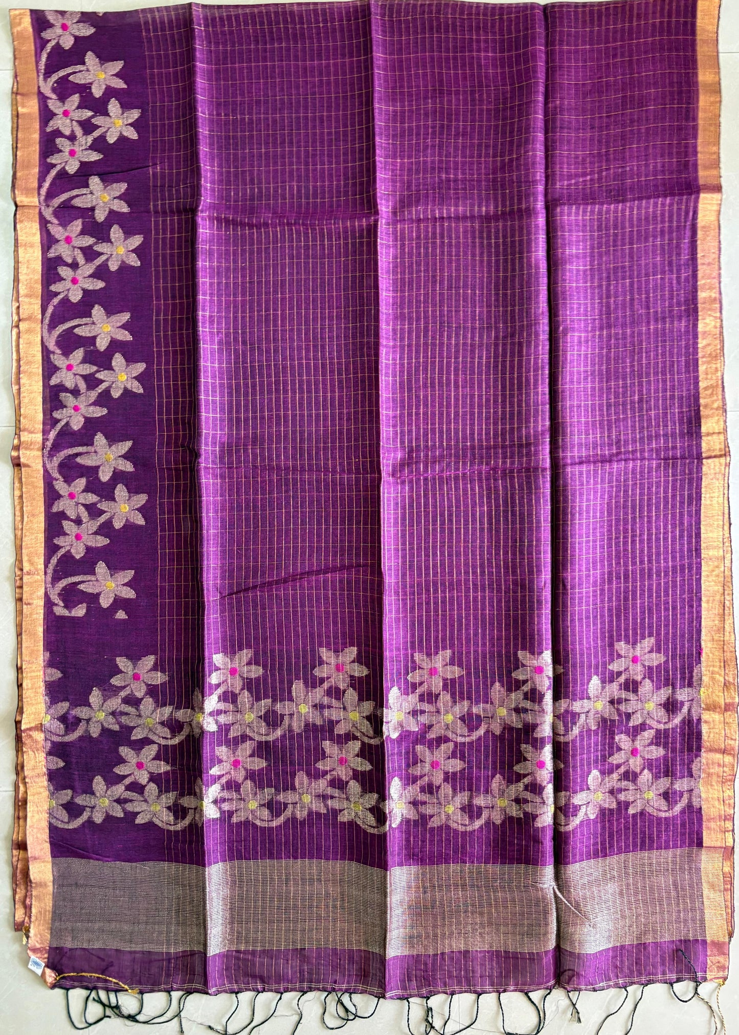 Handloom woven pure Linen By Linen Lata Saree (Handloom Marked)