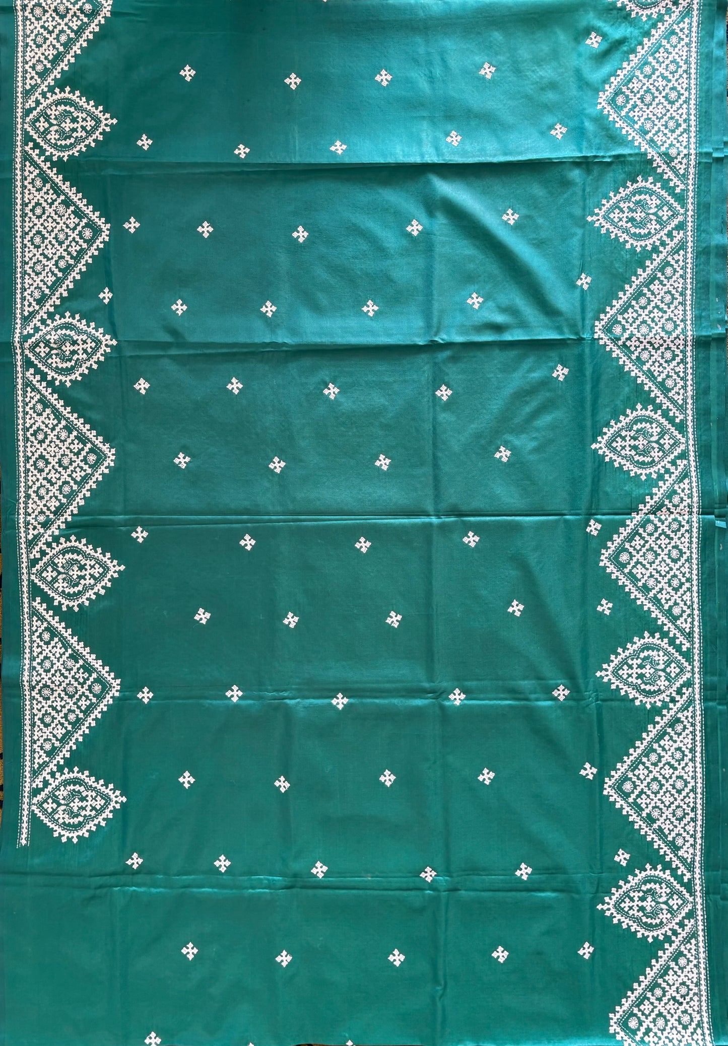 Gujrati Stitch/Kutch Hand Embroidered Art Silk Saree