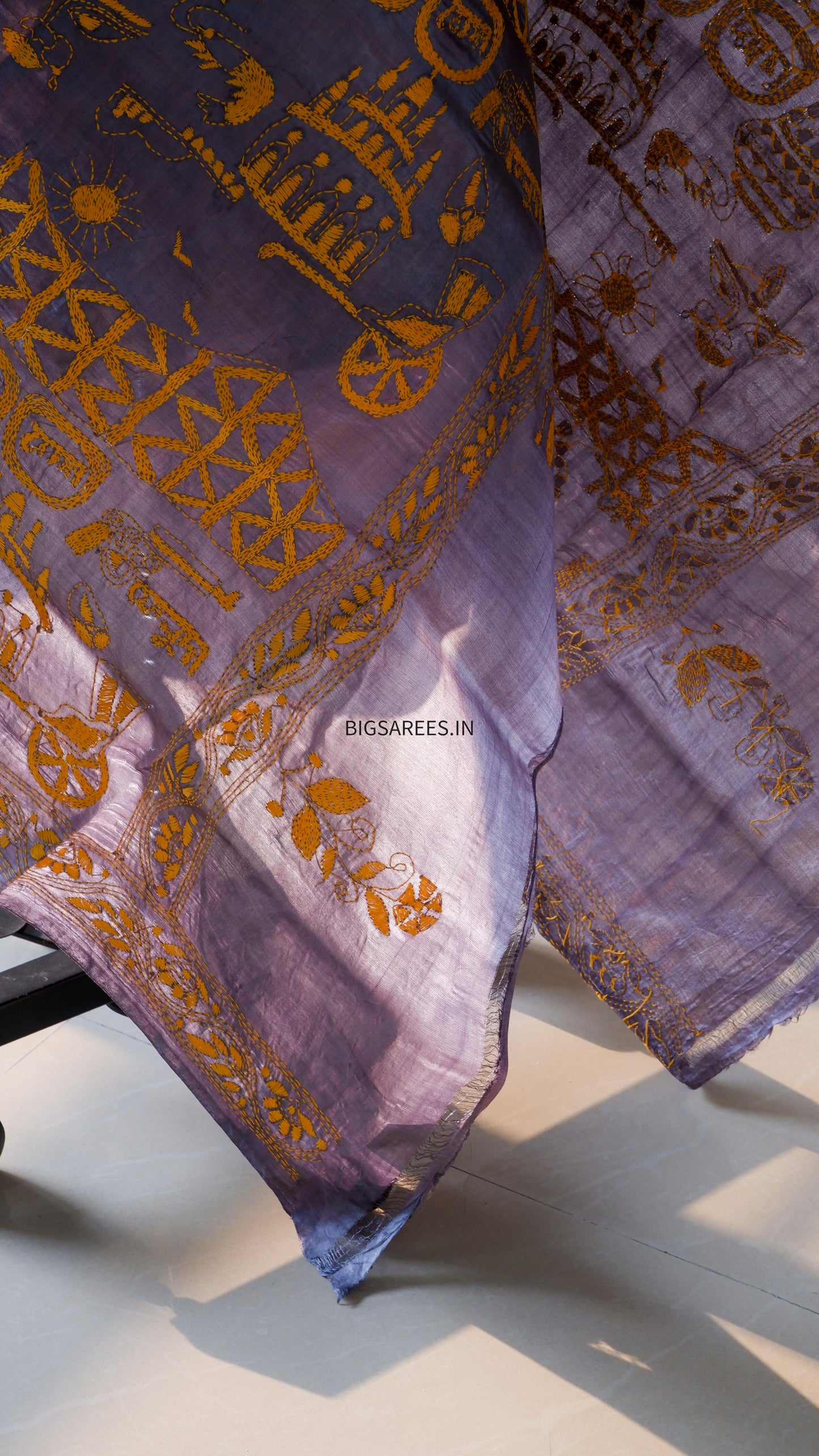 Kantha Hand Embroidary Full Work Pure Tassar Silk Dupatta36”