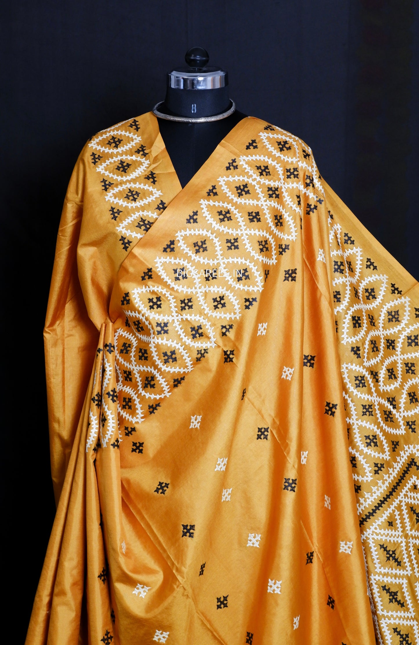 Kutch Hand Embroidered Pure Banglore Silk Saree