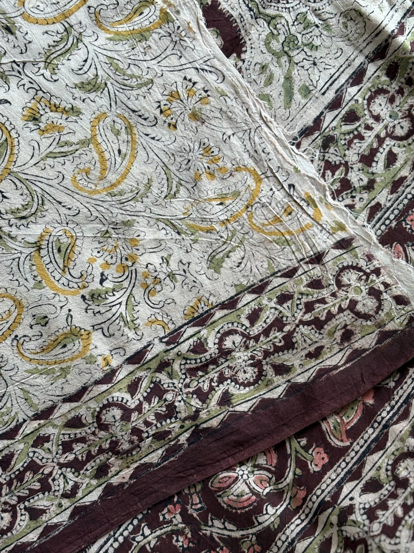 Kalamkari printed malmal cotton Saree with blouse