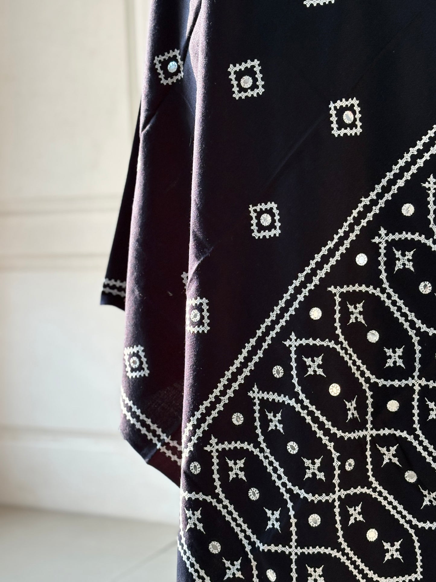 Gujrati Stitch Hand Embroidered Woollen Warm Shawl