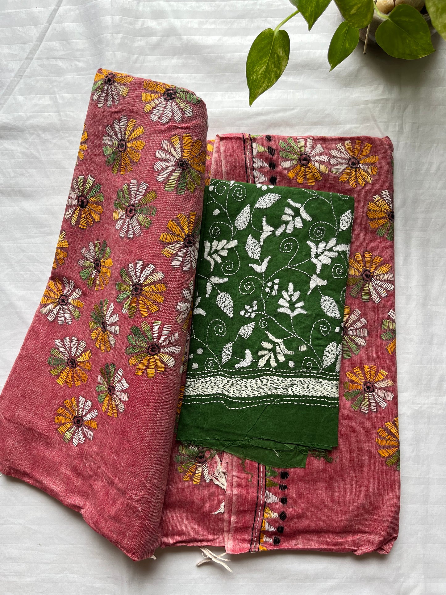 Kantha Hand Embroidered Pure Cotton Saree