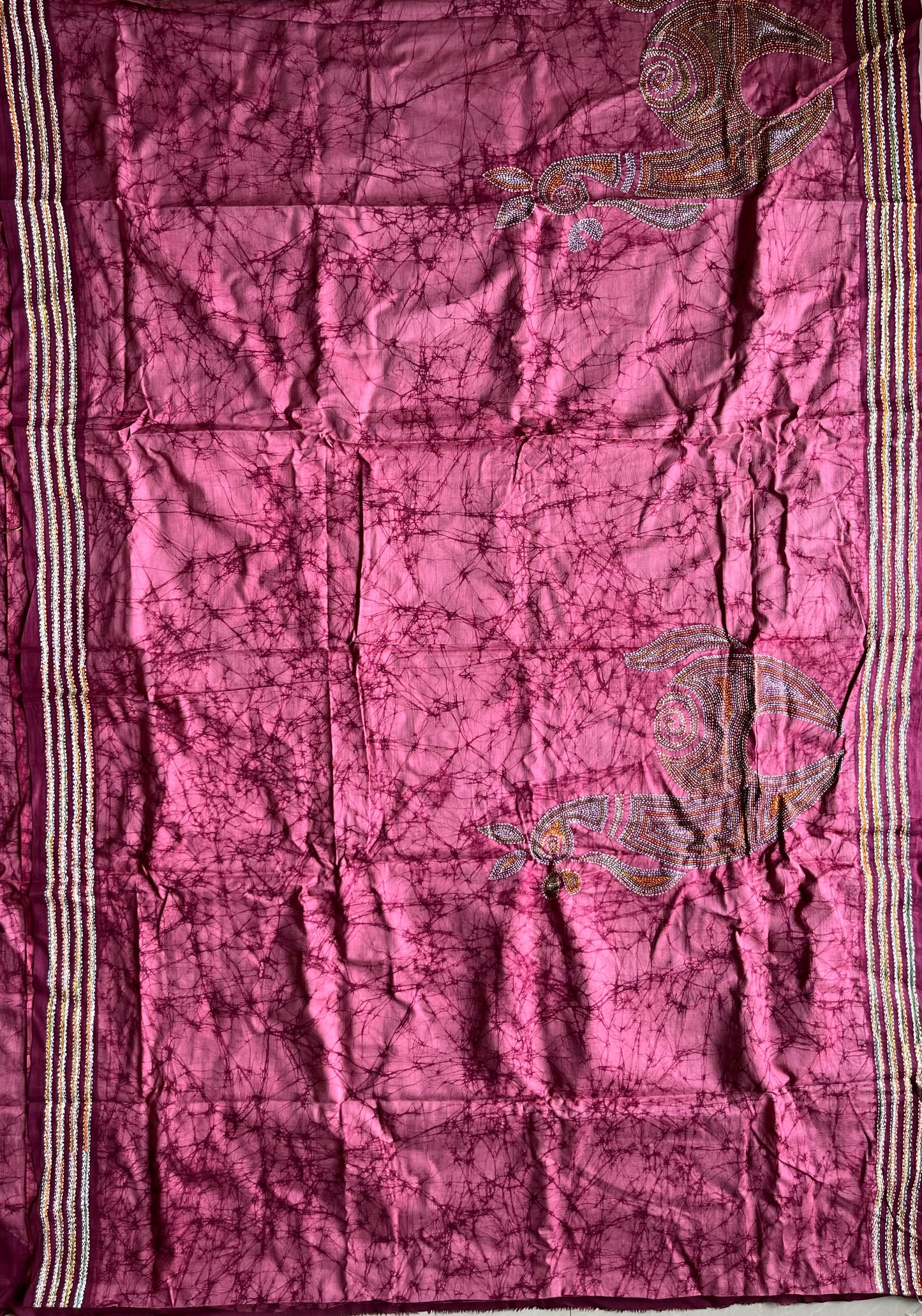 Kantha stitch Hand Batik Very Soft Cotton Traditional Saree