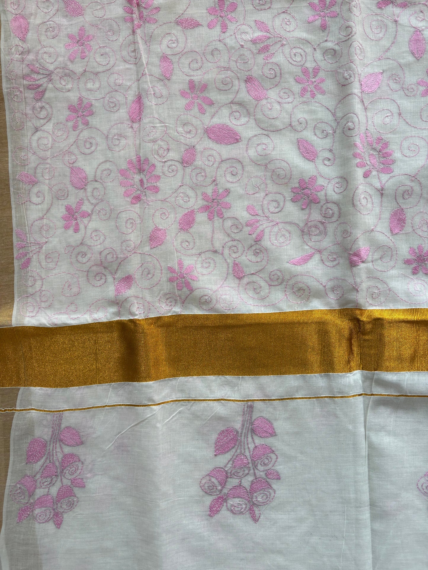 Kantha Stitch Hand Embroidered South Cotton Saree