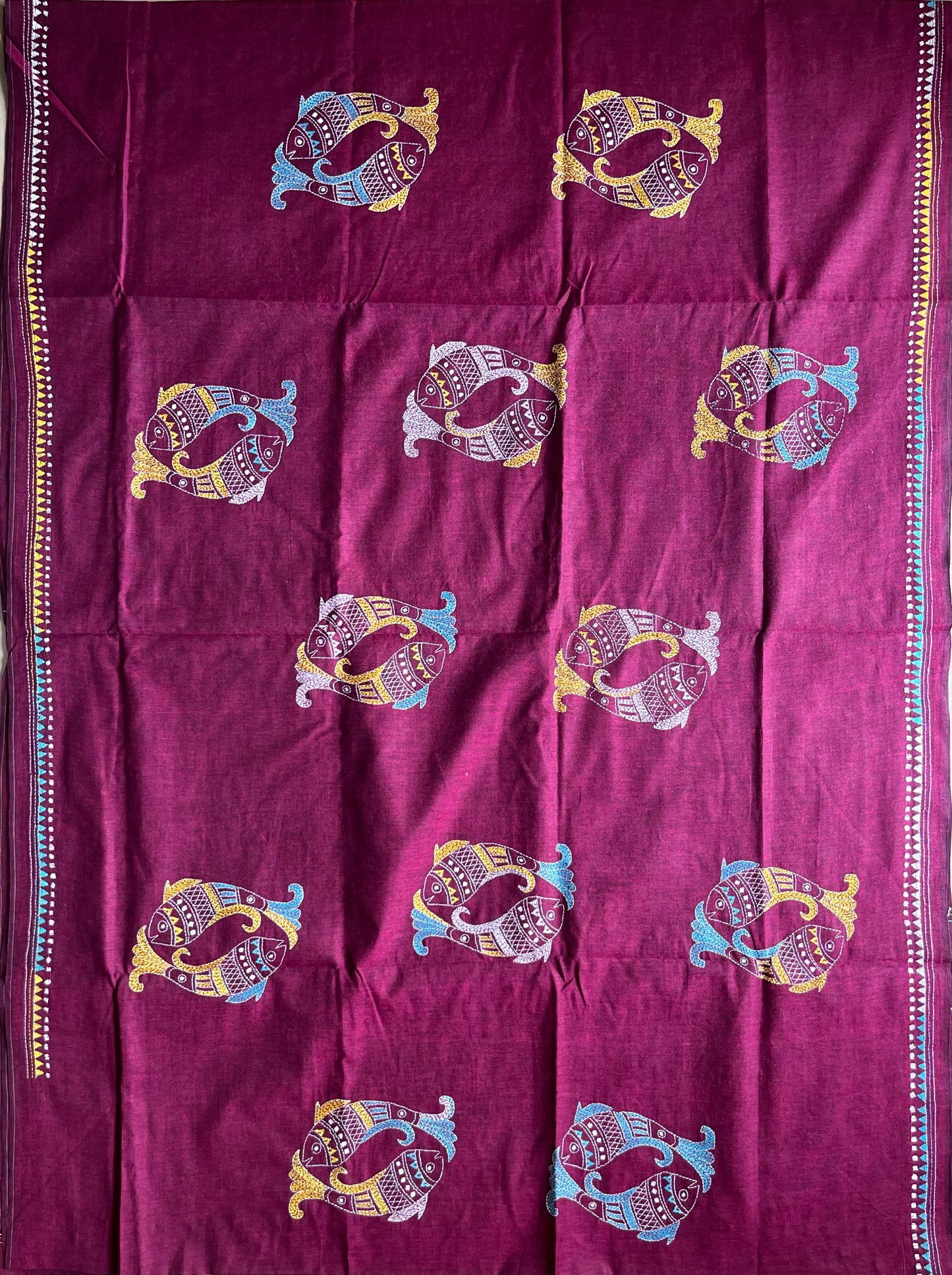 Kantha Hand Embroidered Pure Cotton Saree