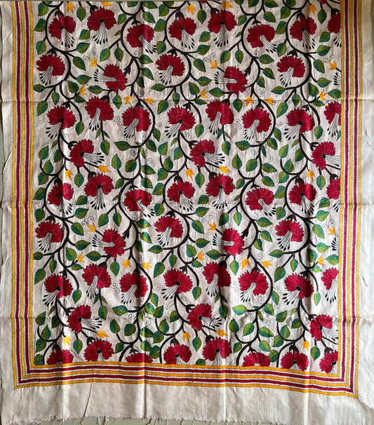 Kantha Hand Embroidary Full Work Semi Tusshar Silk Dupatta 44″