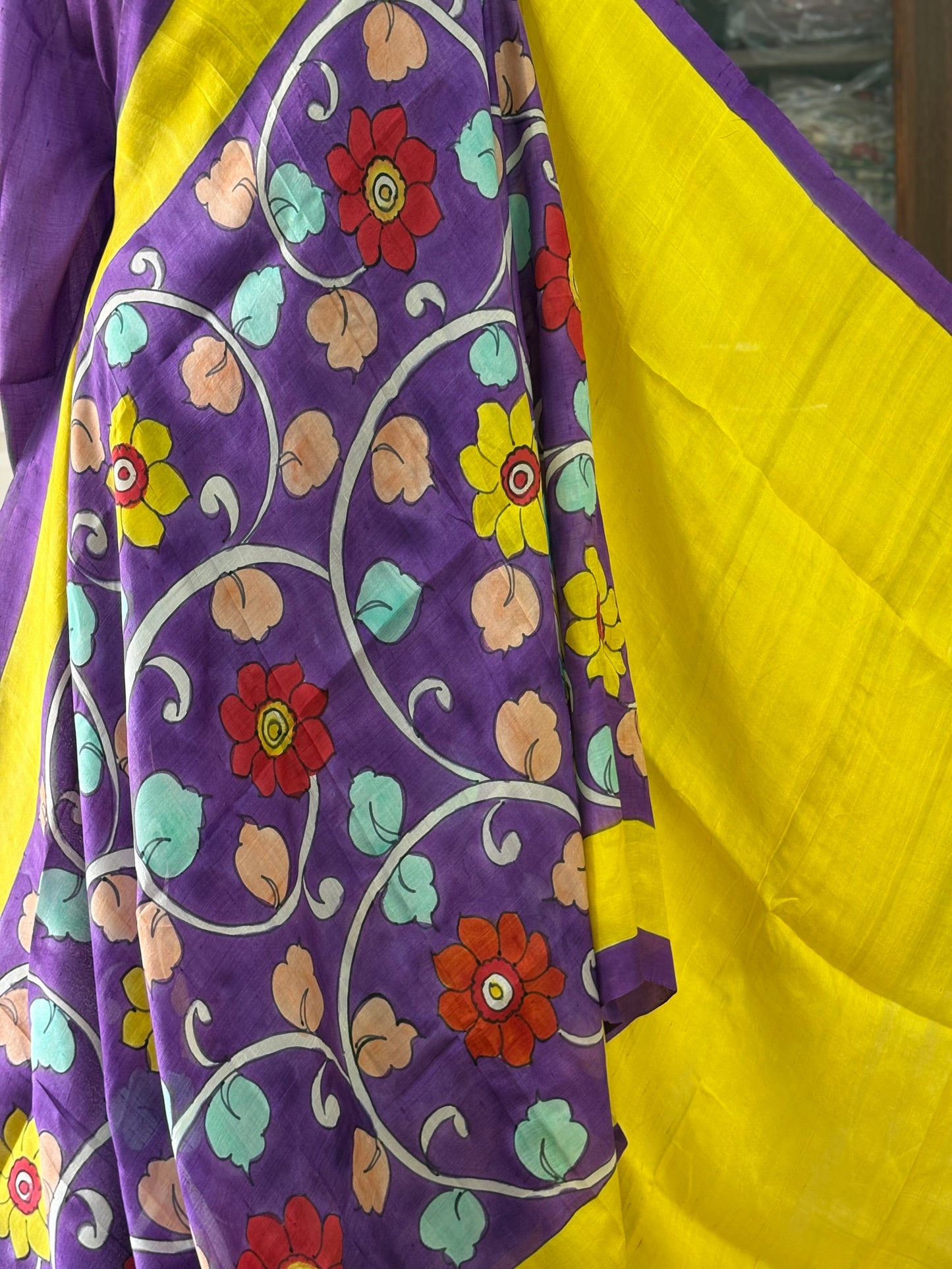 Exclusive Hand painted Pure Bishnupuri Silk Saree (Silk Marked)