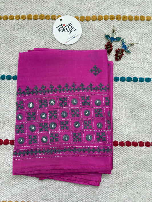 Gujrati work blouse piece in art silk 1 mtr