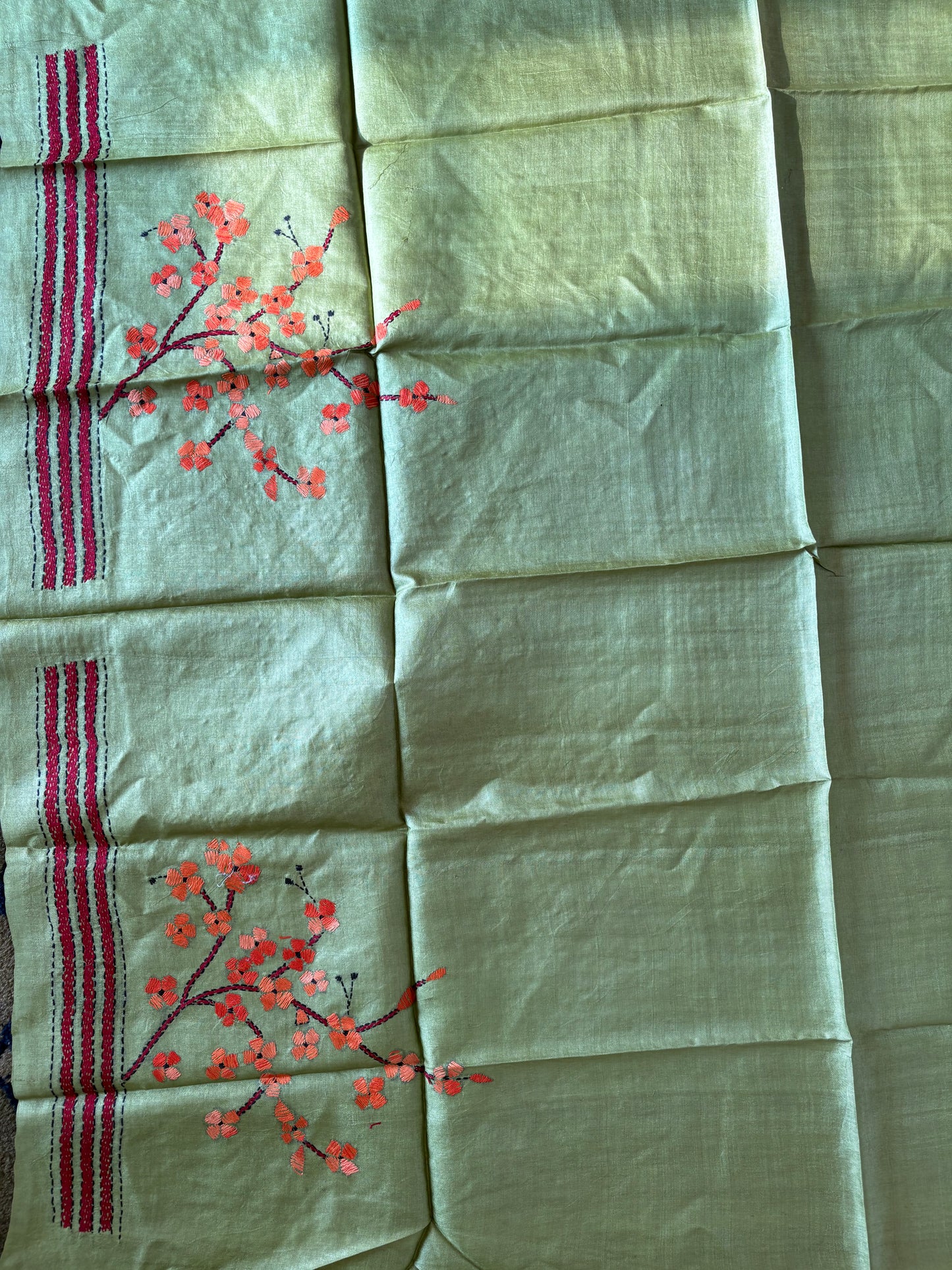 Kantha Stitch Pure Silk Blouse Piece