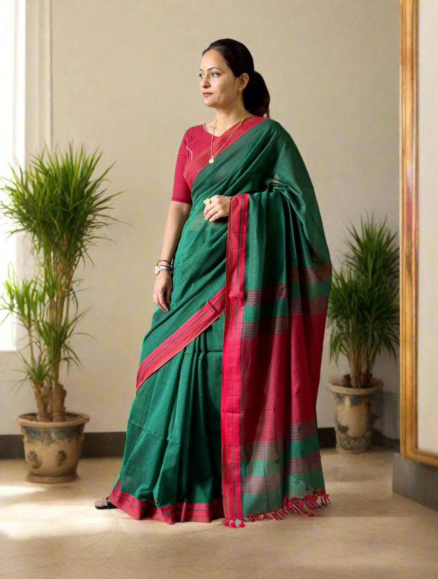 Pure Cotton handwoven Saree (Handloom Marked)