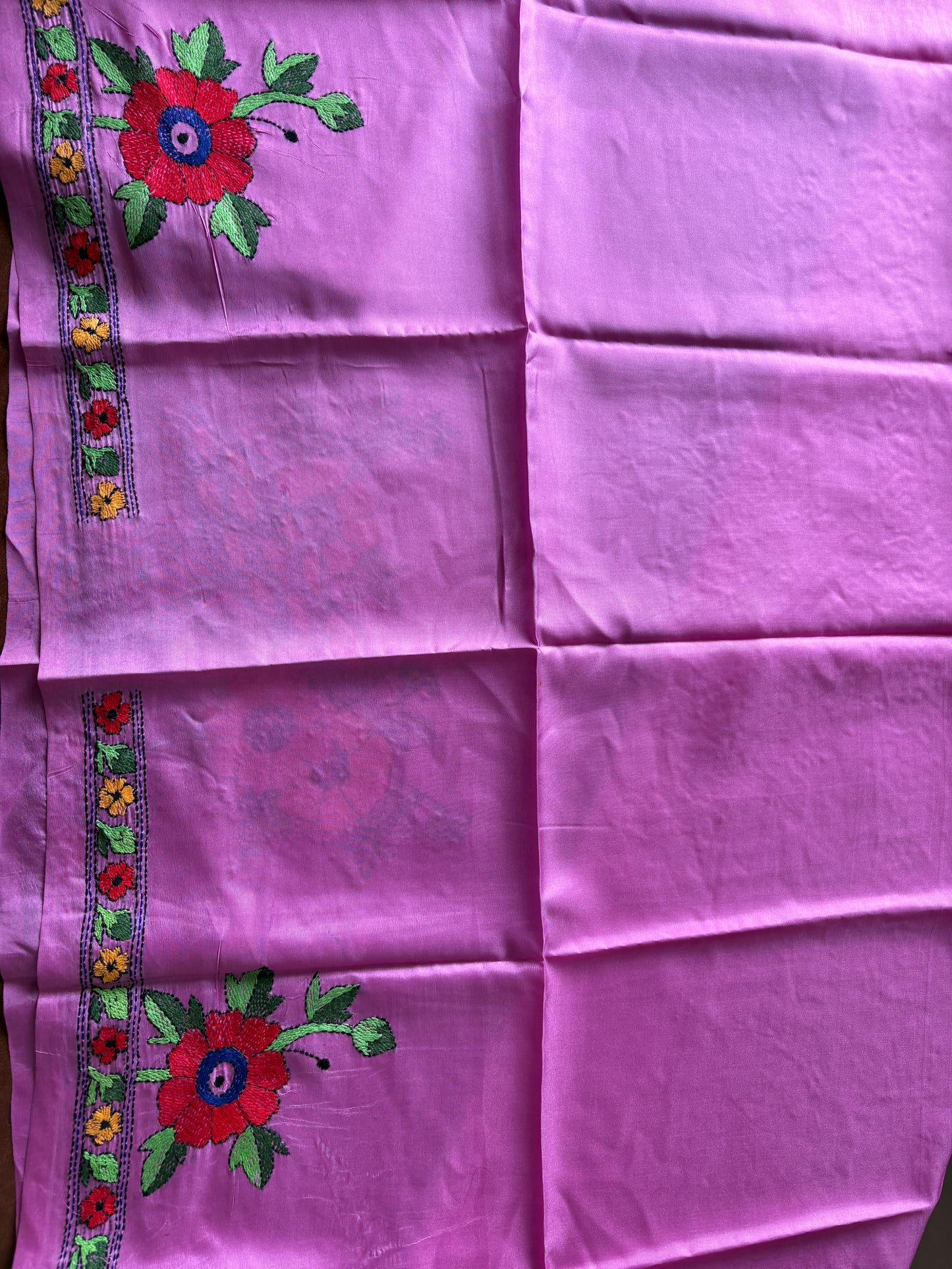 Kantha Stitch Art Silk Blouse Piece