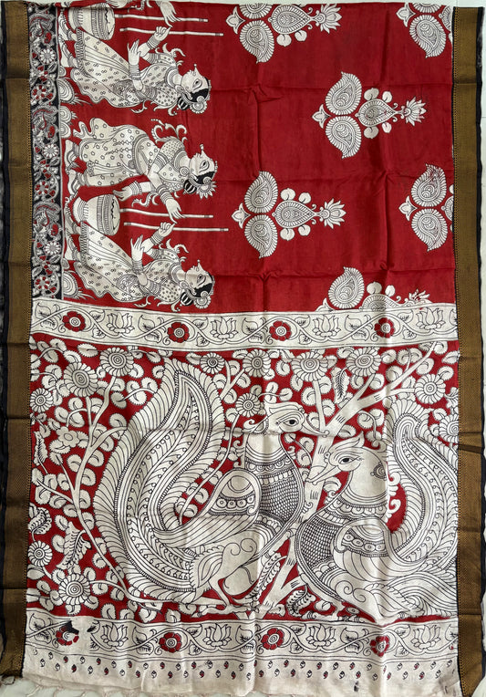 Printed Kalamkari Silk Saree with blouse