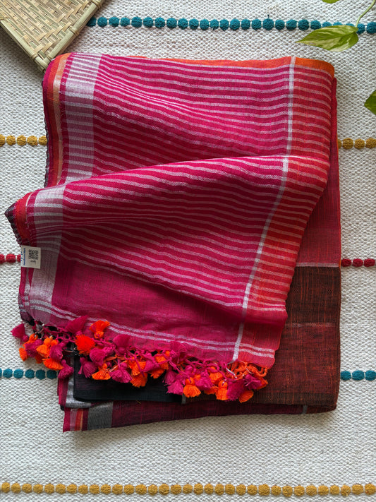 Pure Linen By Linen handloom Saree (handloom marked)