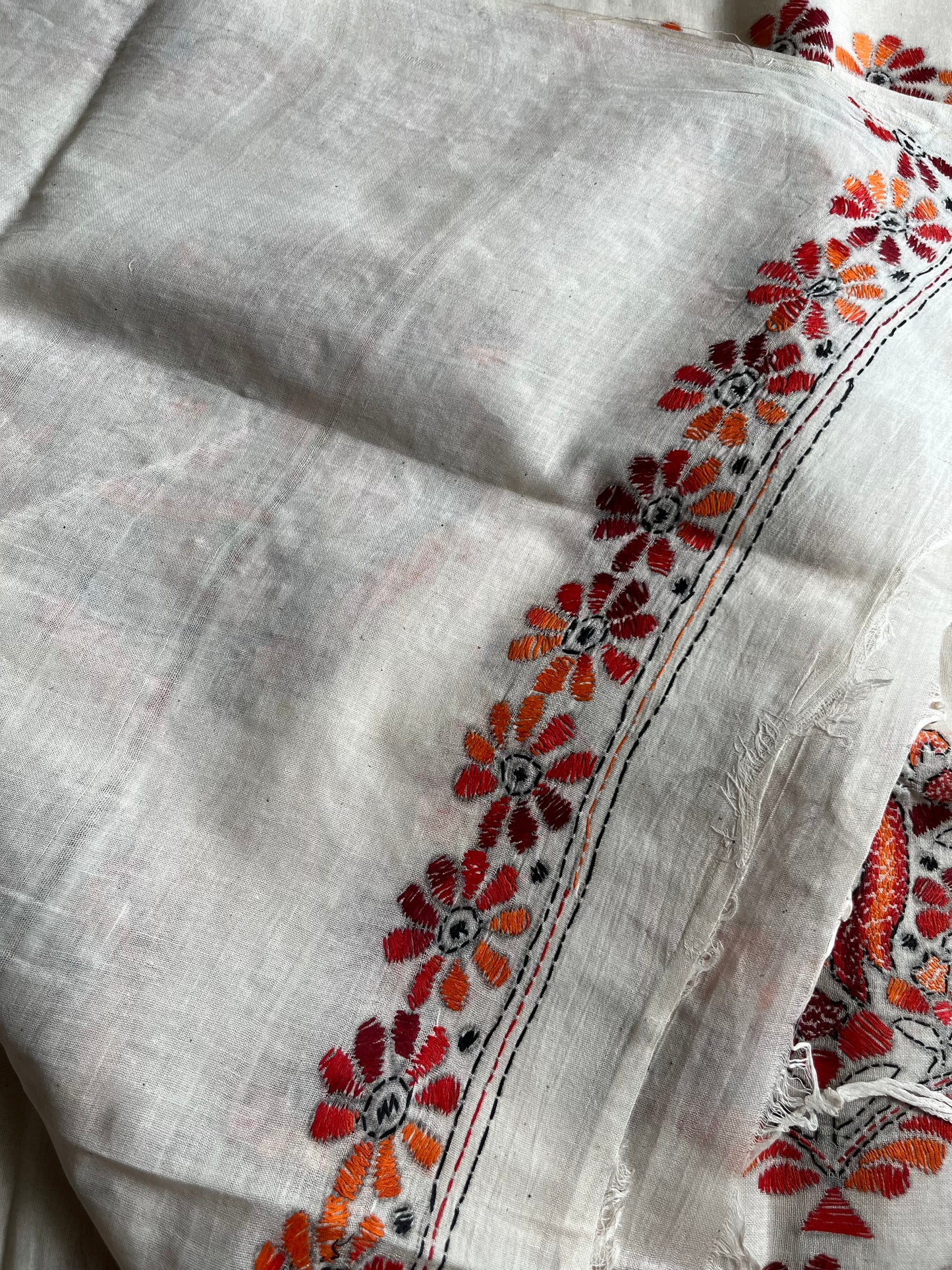 Kantha Hand Embroidered Pure Cotton Saree