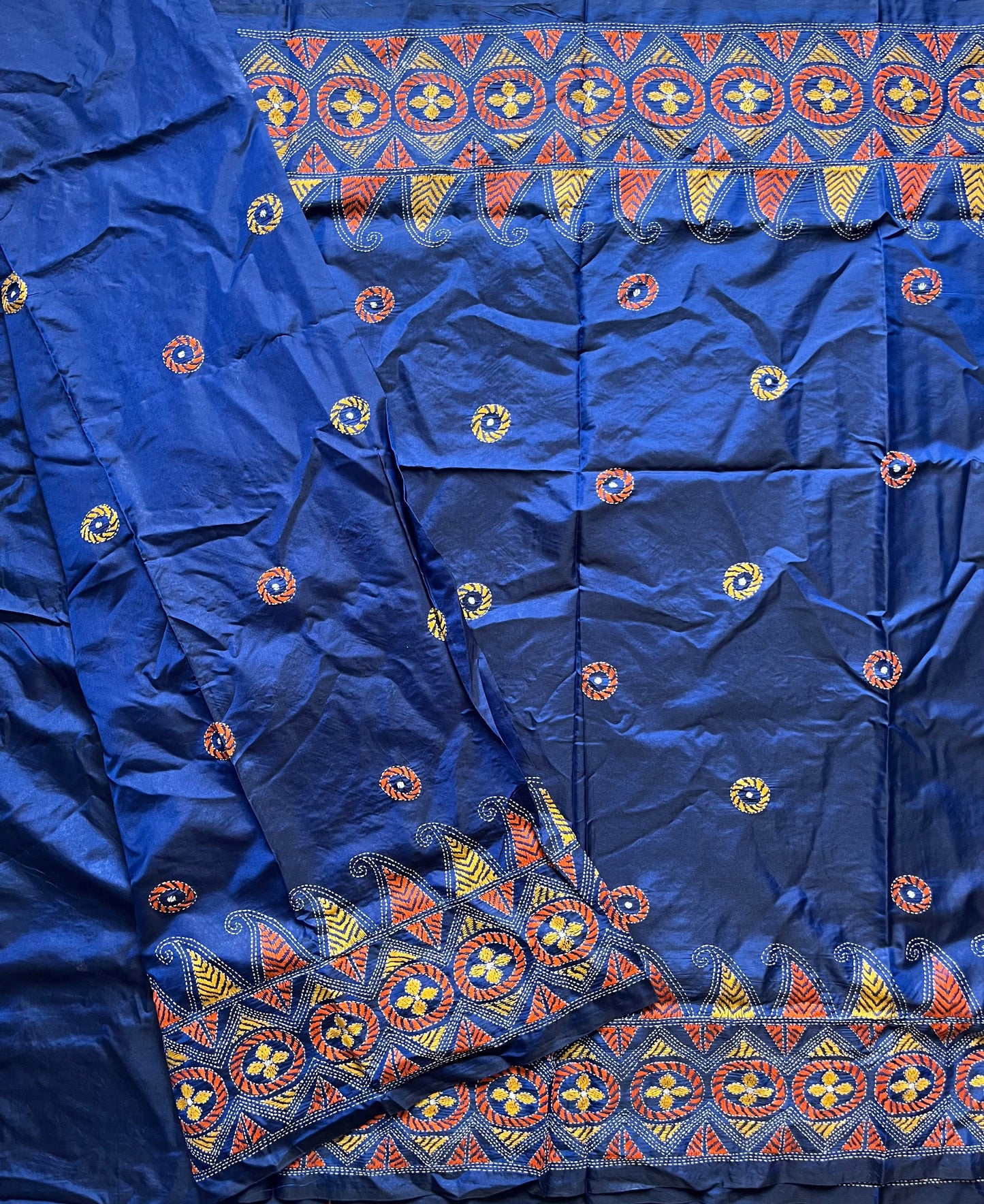 Kantha Stitch Hand Work Embroidered Art Silk Saree With Blouse