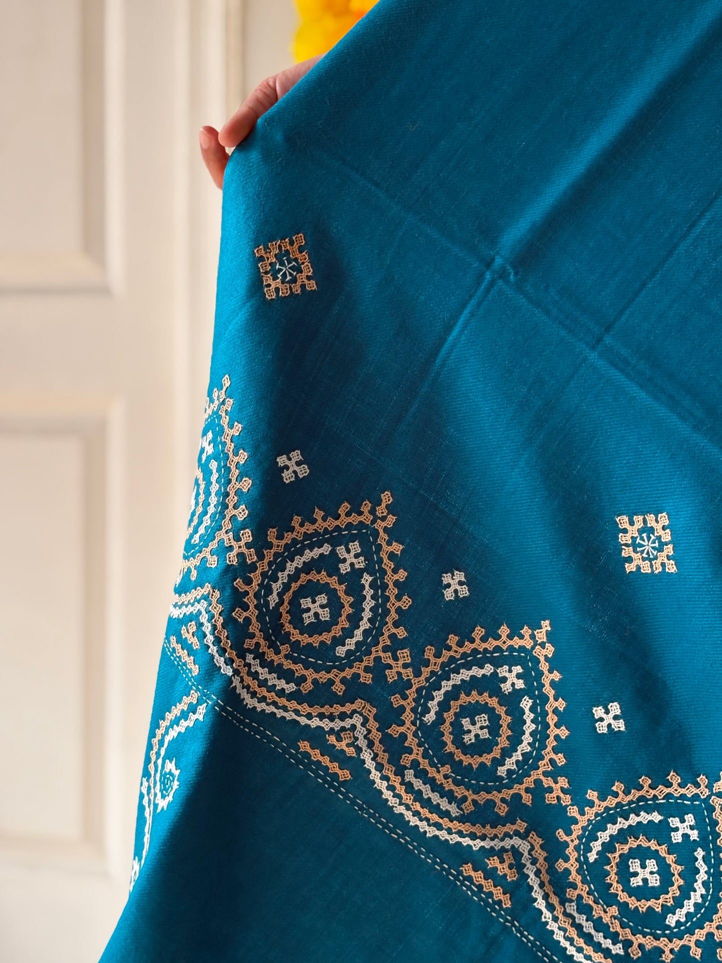 Gujrati Stitch Hand Embroidered Woollen Warm Shawl