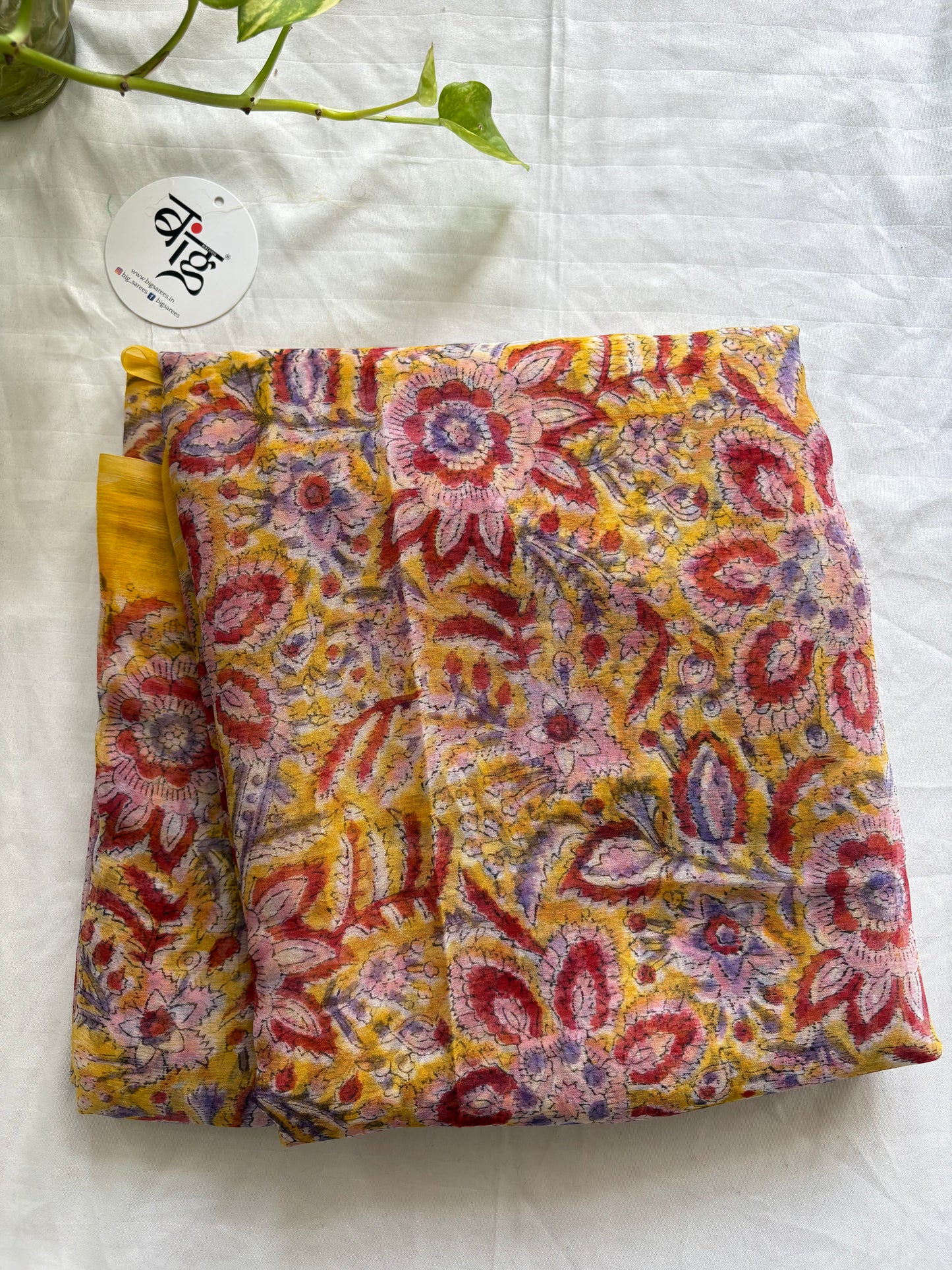 Hand Block Print Saree | Pure Chiffon | Yellow