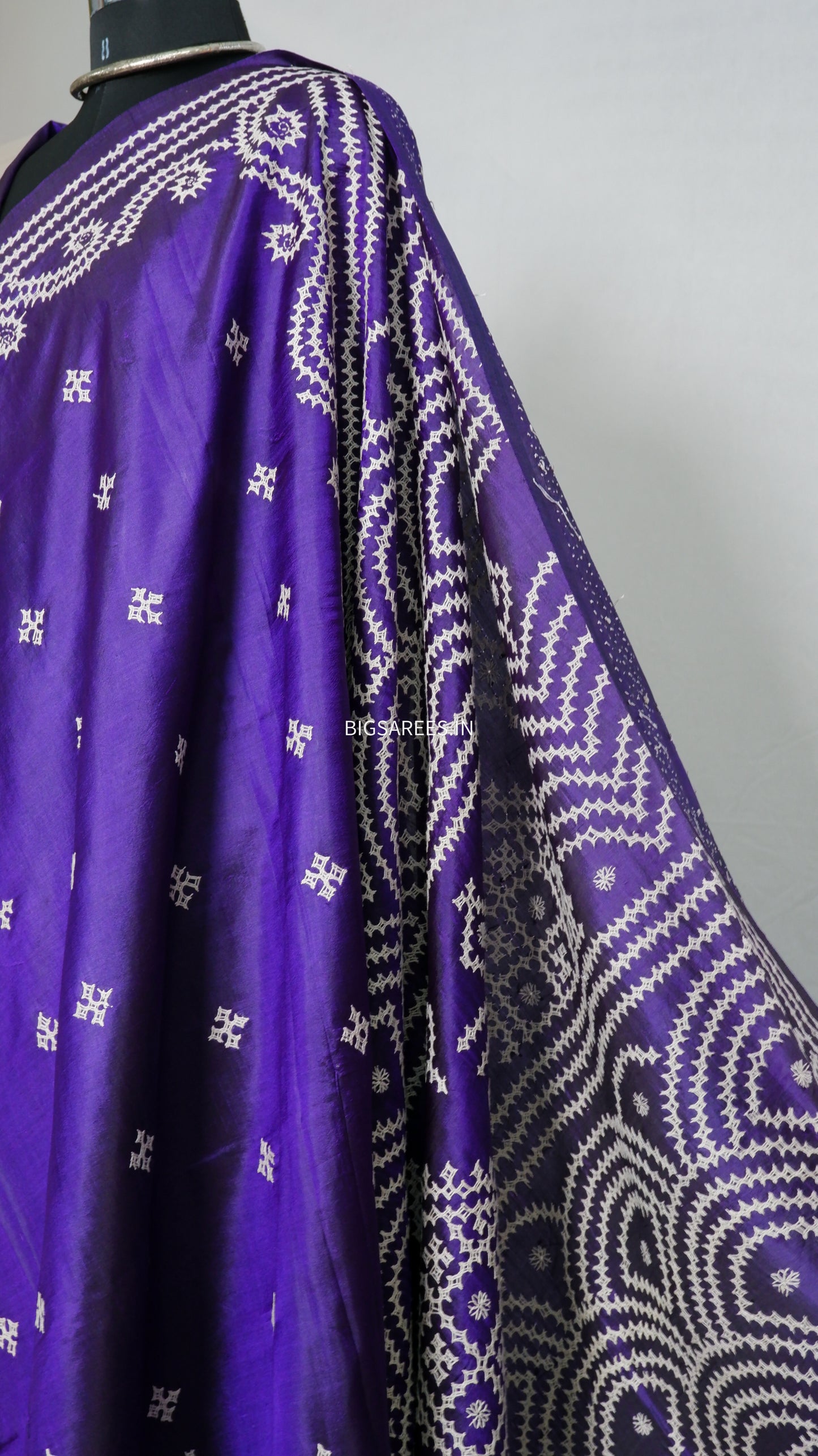 Kutch Hand Embroidered Pure Banglore Silk Saree