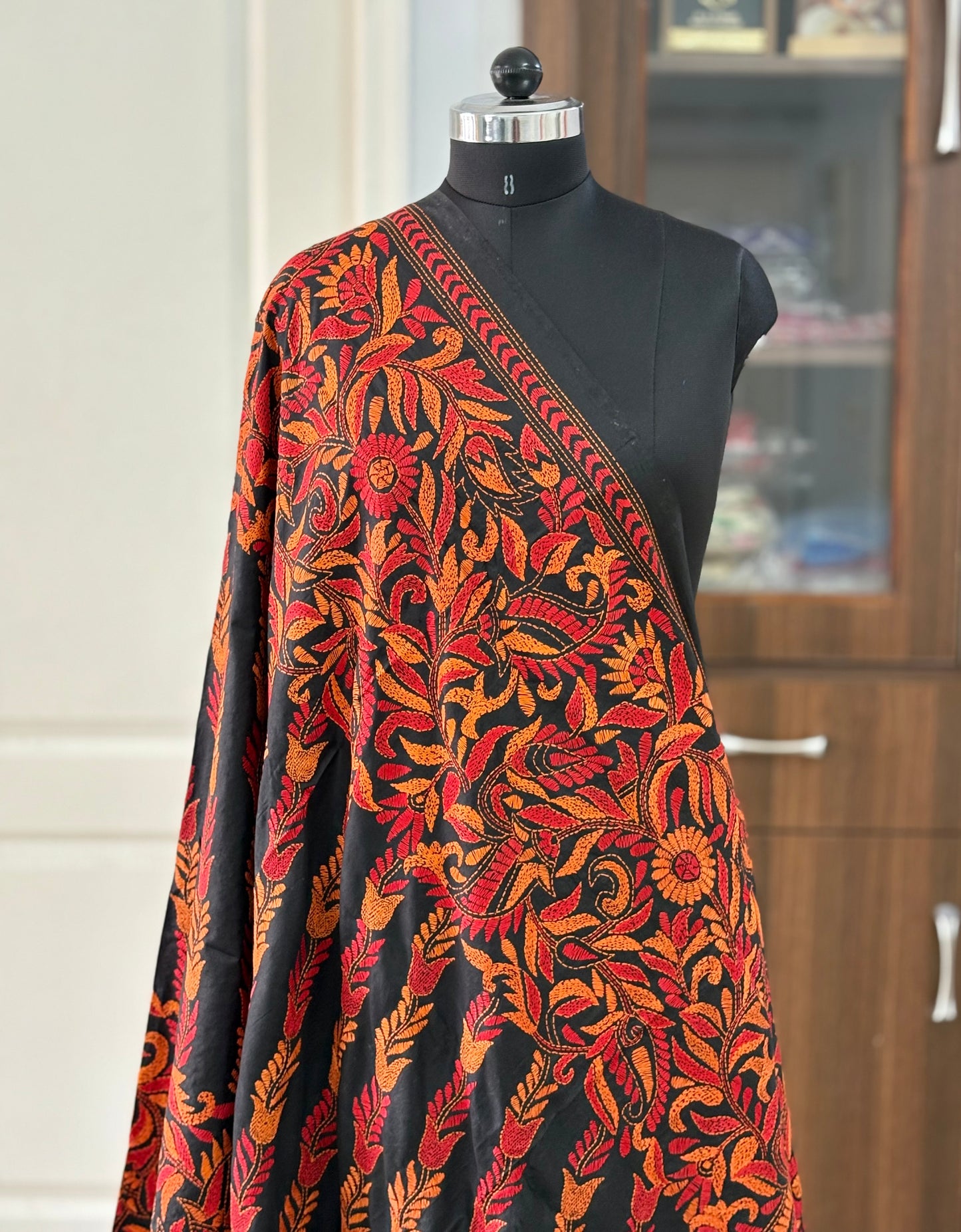 Kantha Stitch Hand Embroidary Full Work Pure Banglore Silk Dupatta