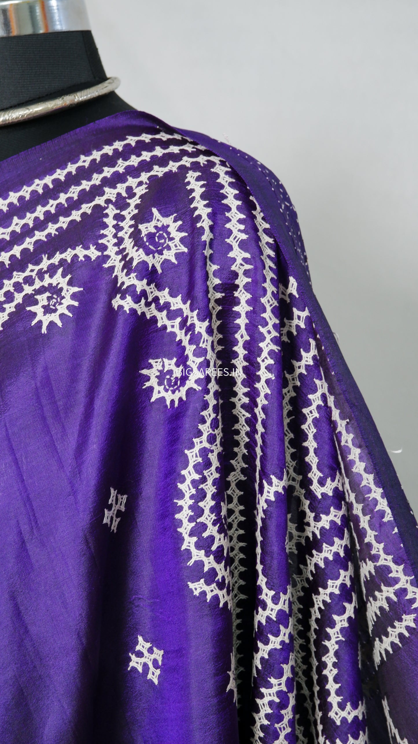 Kutch Hand Embroidered Pure Banglore Silk Saree