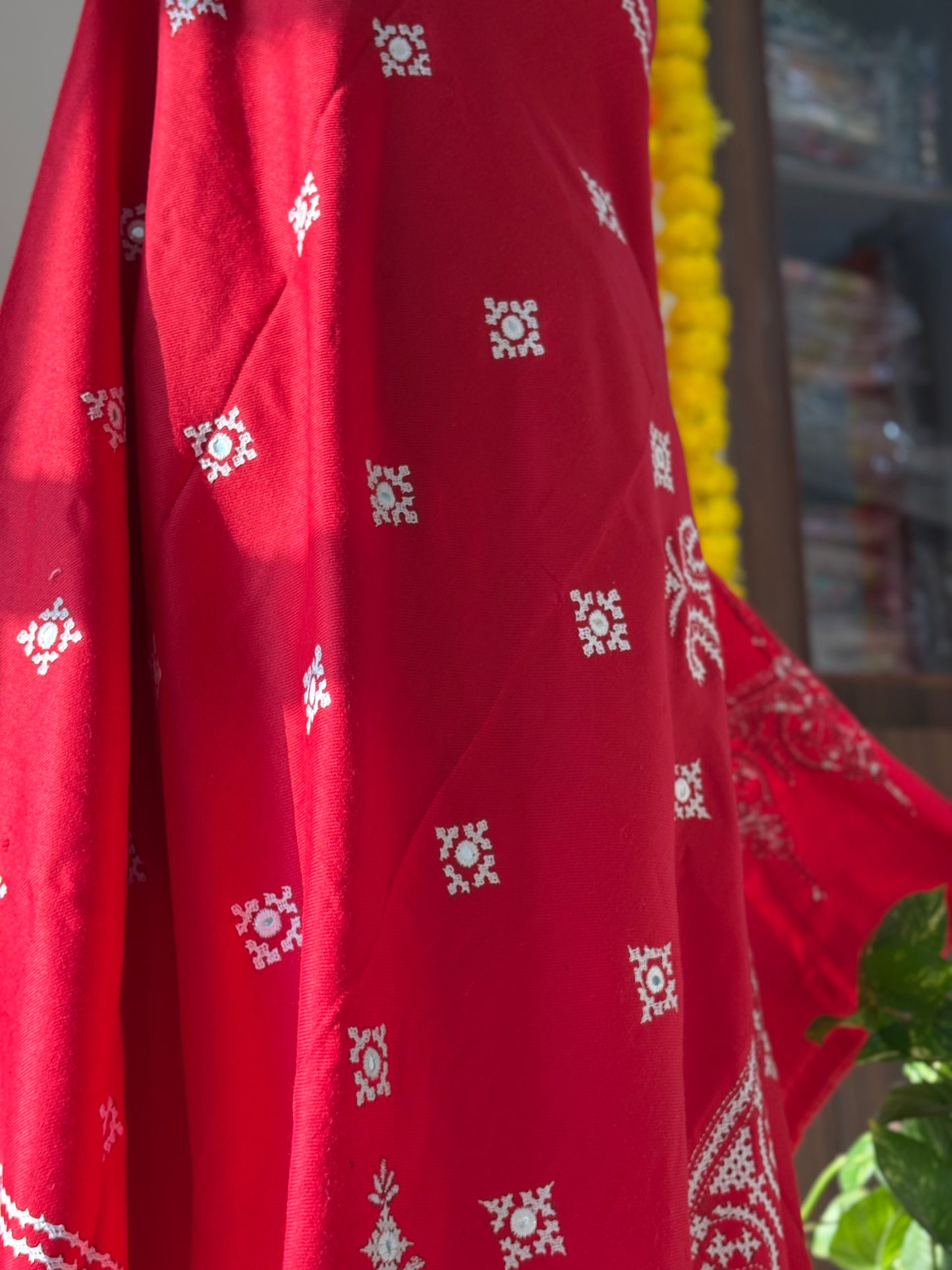 Gujrati Stitch Hand Embroidered Woollen Warm Shawl