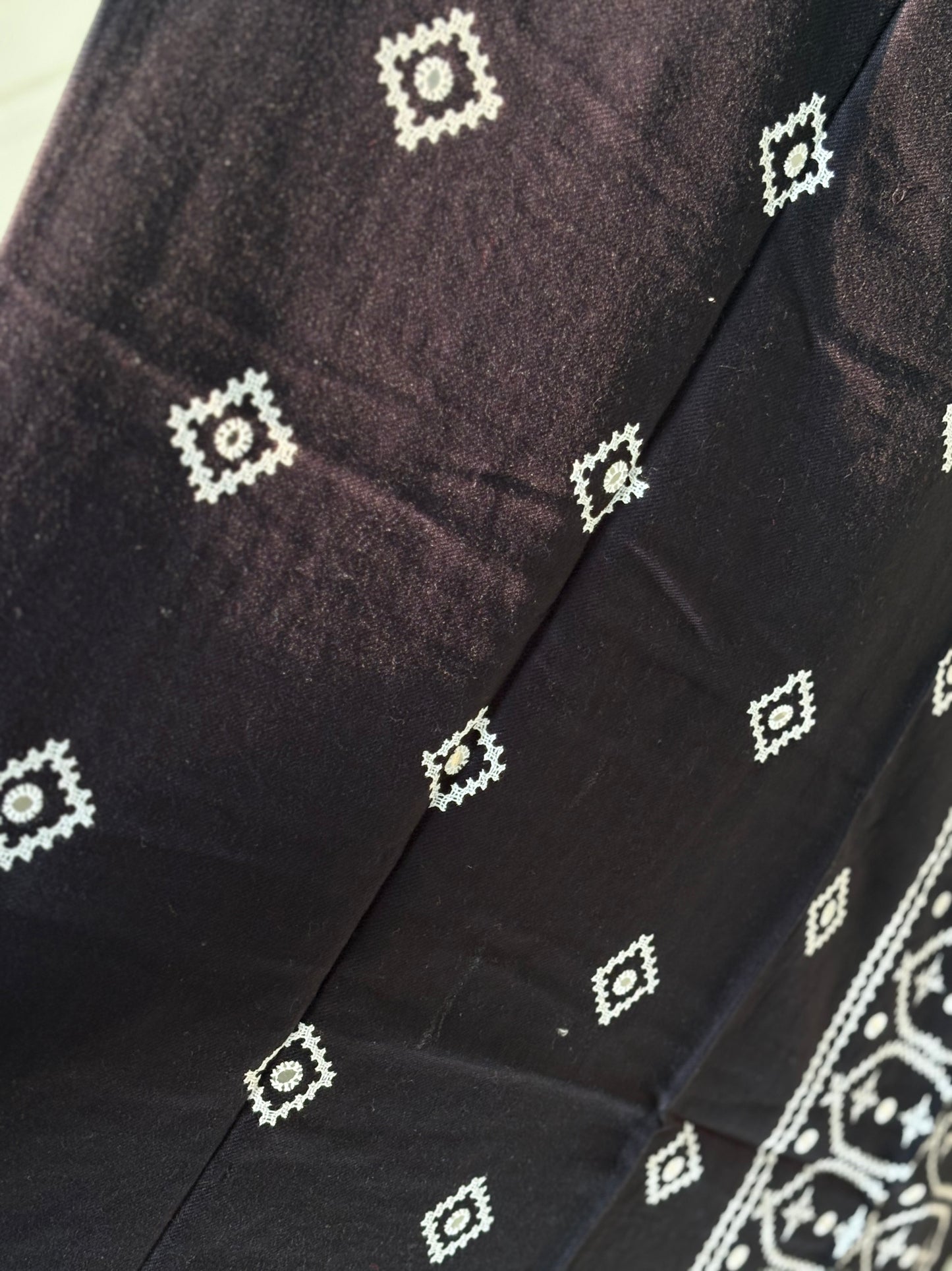 Gujrati Stitch Hand Embroidered Woollen Warm Shawl