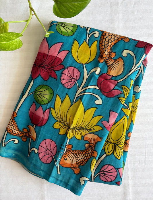 Pen Kalamkari hand painted Banglore silk fabric