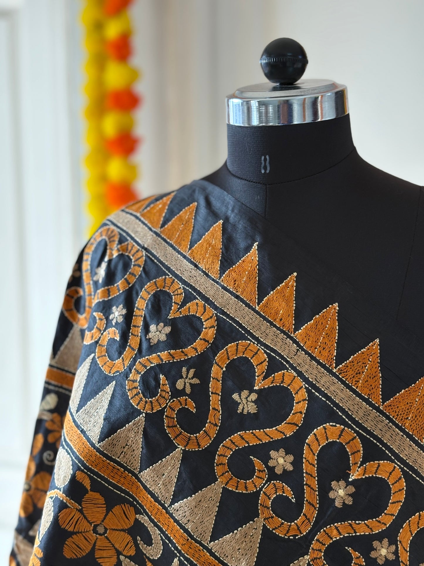 Kantha Hand Embroidary Full Work Pure Banglore Silk Dupatta. (With Silk Mark)