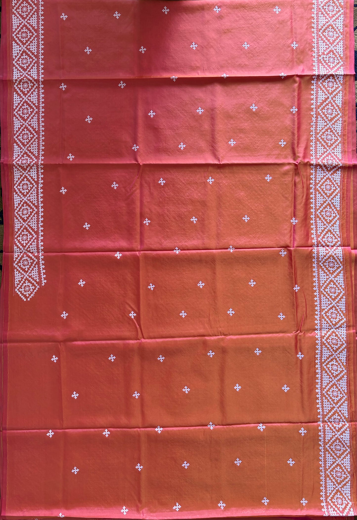 Gujrati Stitch/Kutch Hand Embroidered Art Silk Saree