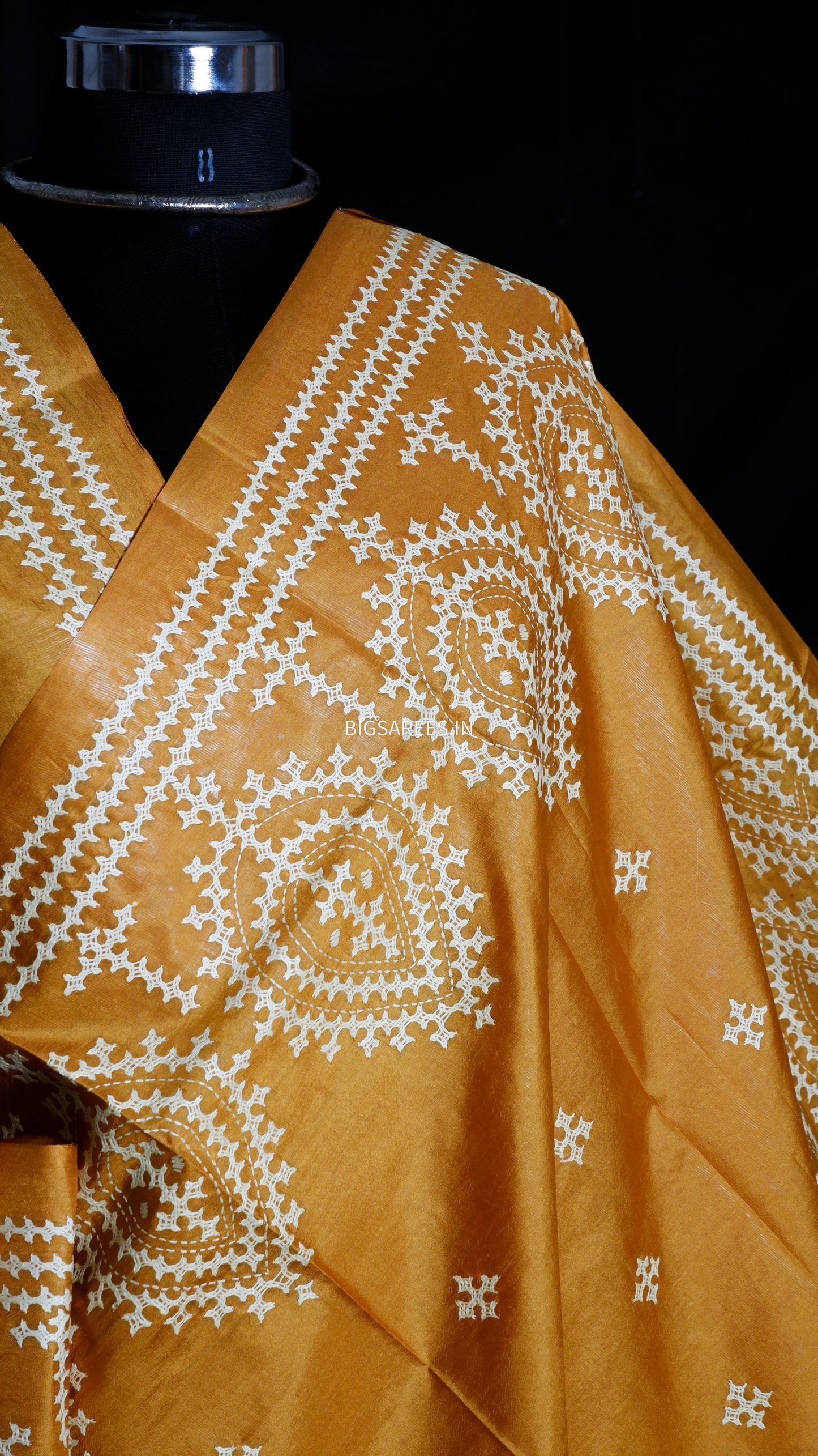 Kutch Hand Embroidered Pure Banglore Silk Saree