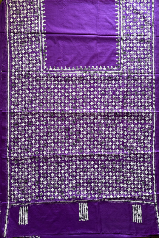 Gujrati Stitch/Kutch Hand Embroidered Art Silk Saree