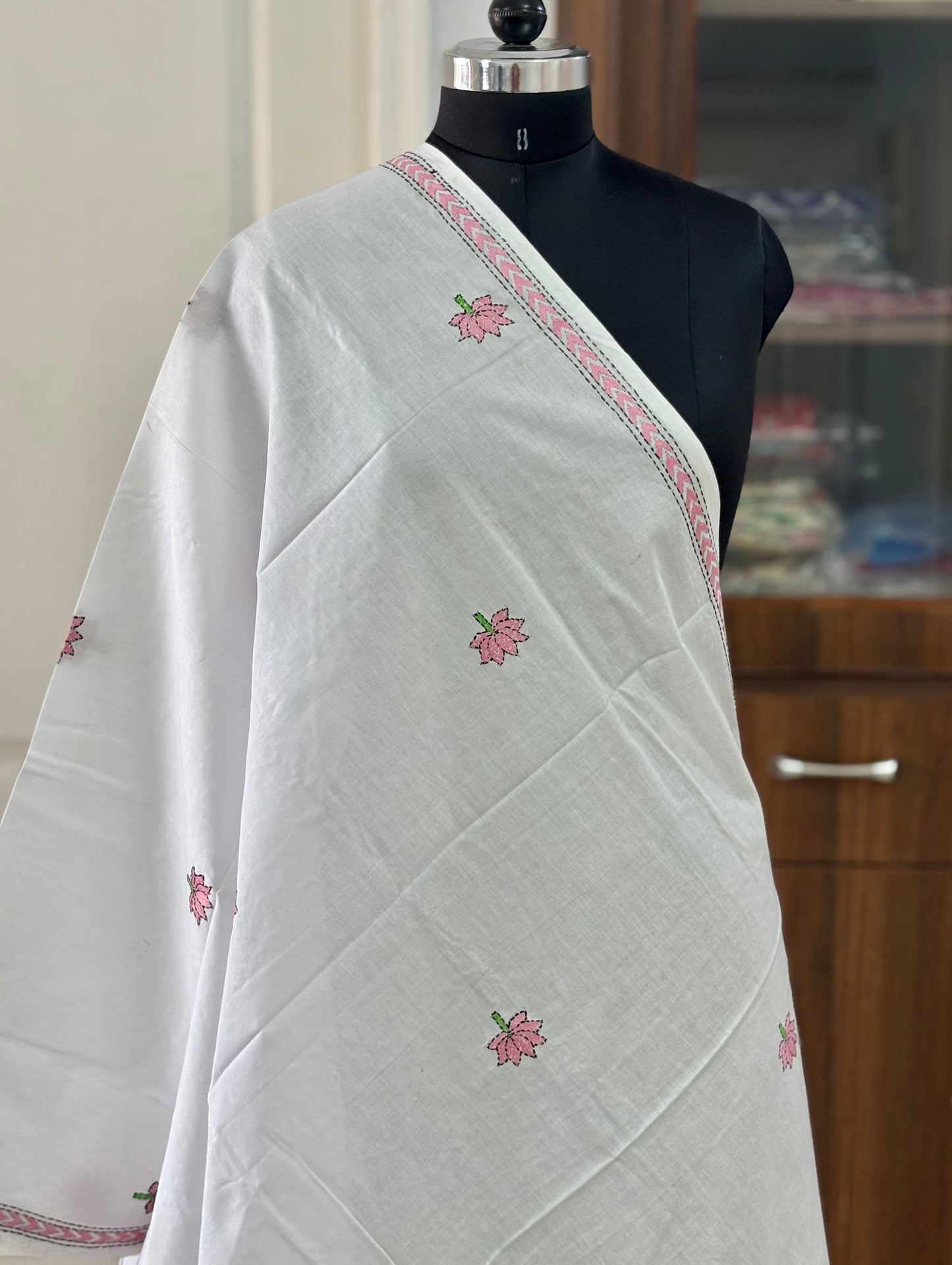 Kantha Hand Embroidary Full Work Pure Cotton Dupatta-“36”