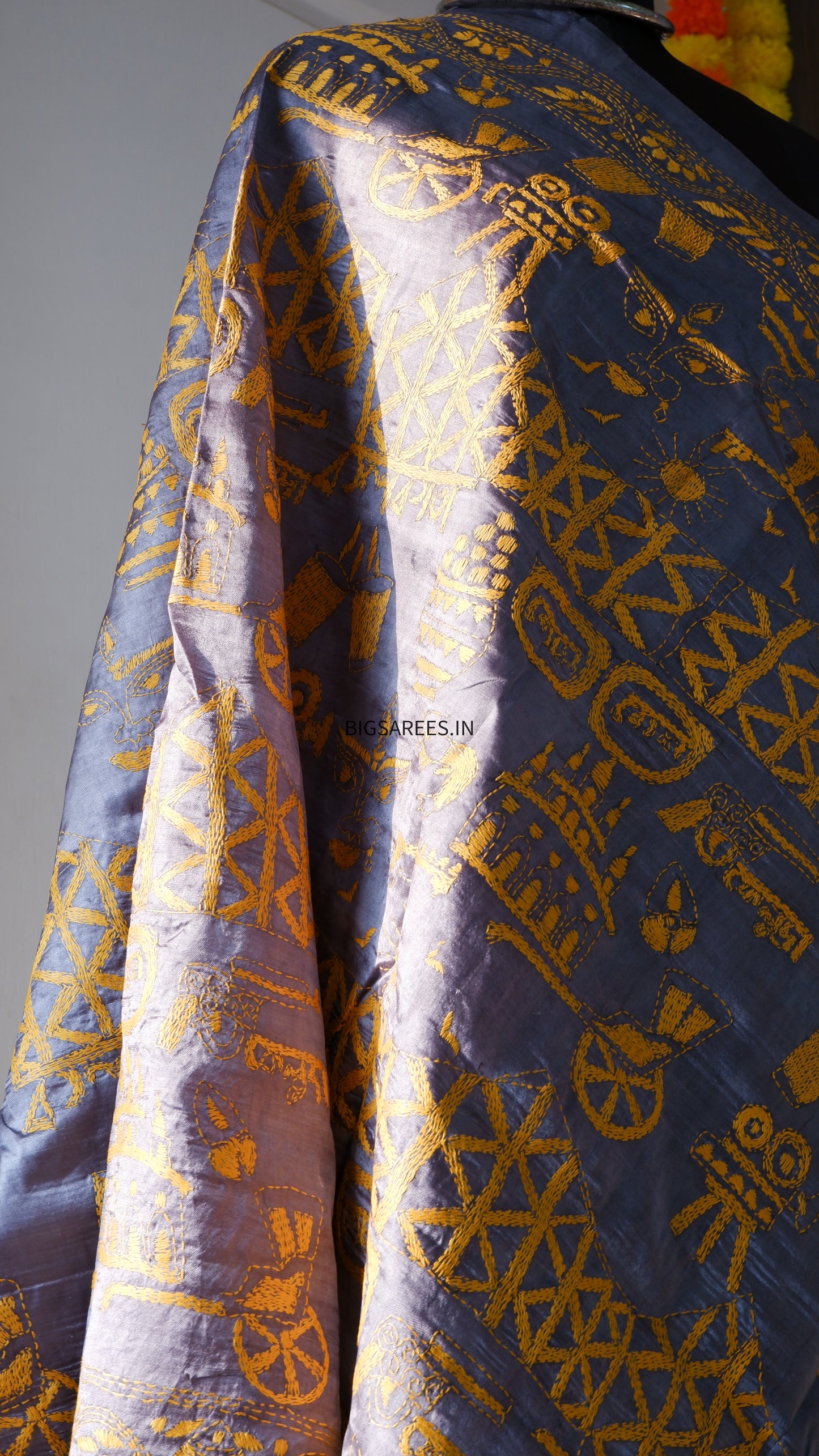 Kantha Hand Embroidary Full Work Pure Tassar Silk Dupatta36”