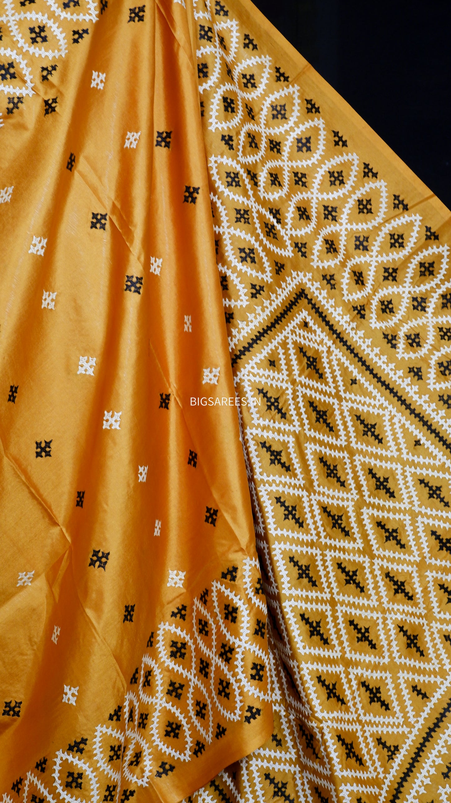 Kutch Hand Embroidered Pure Banglore Silk Saree