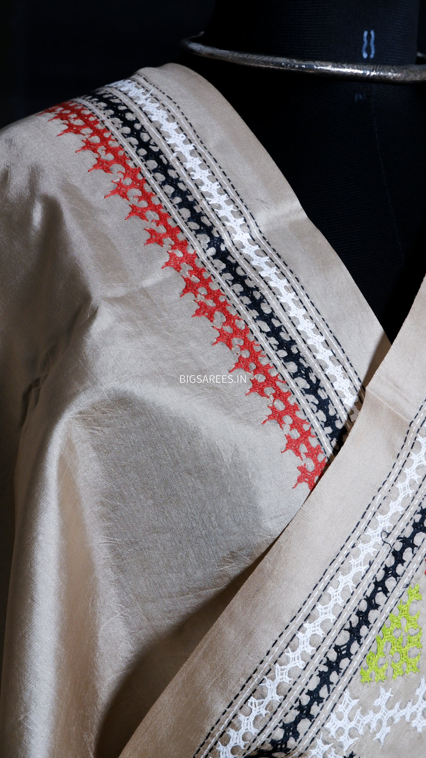 Kutch Hand Embroidered Pure Banglore Silk Saree